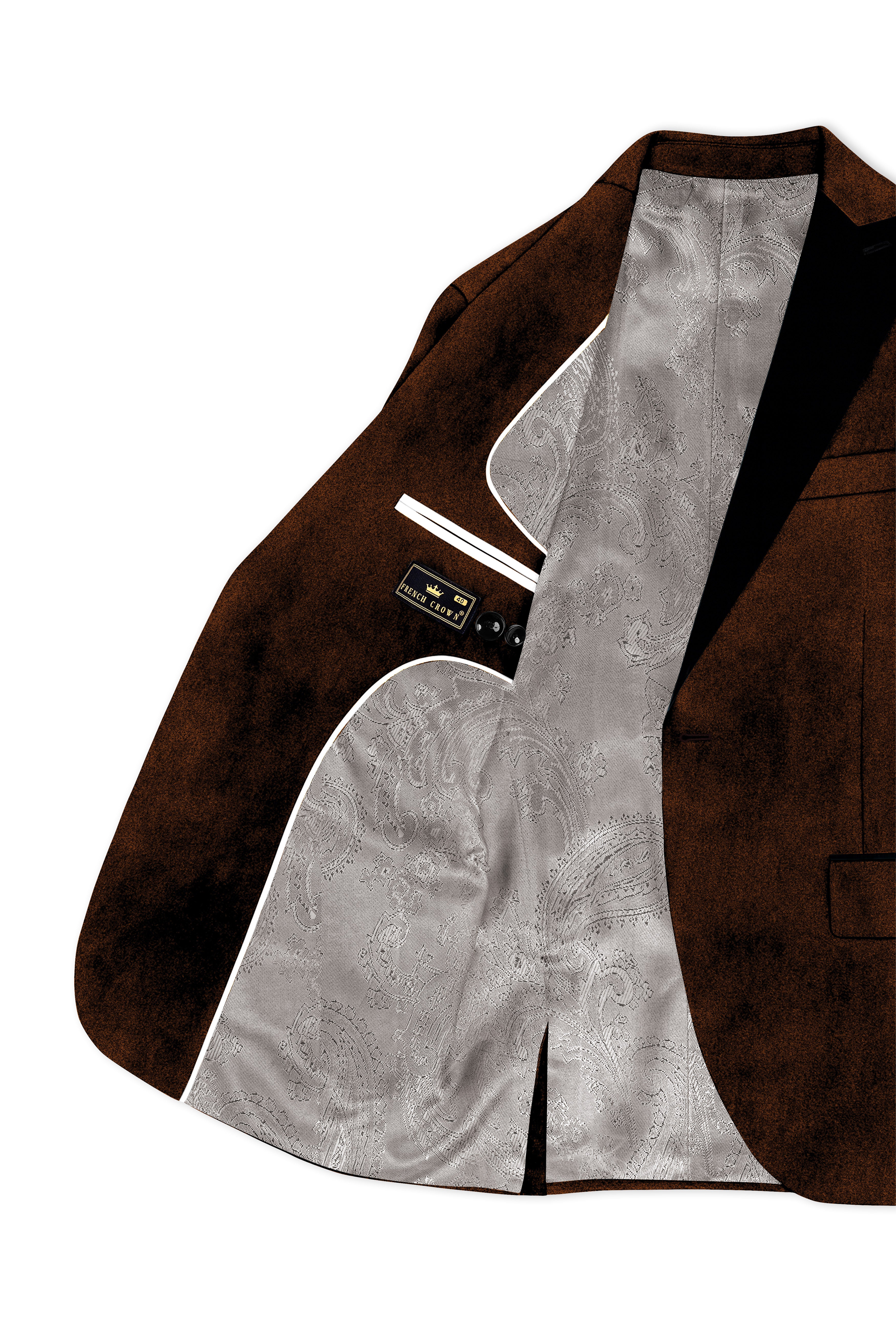 Torvex-Creole Brown Velvet Peak Lapel Tuxedo Blazer