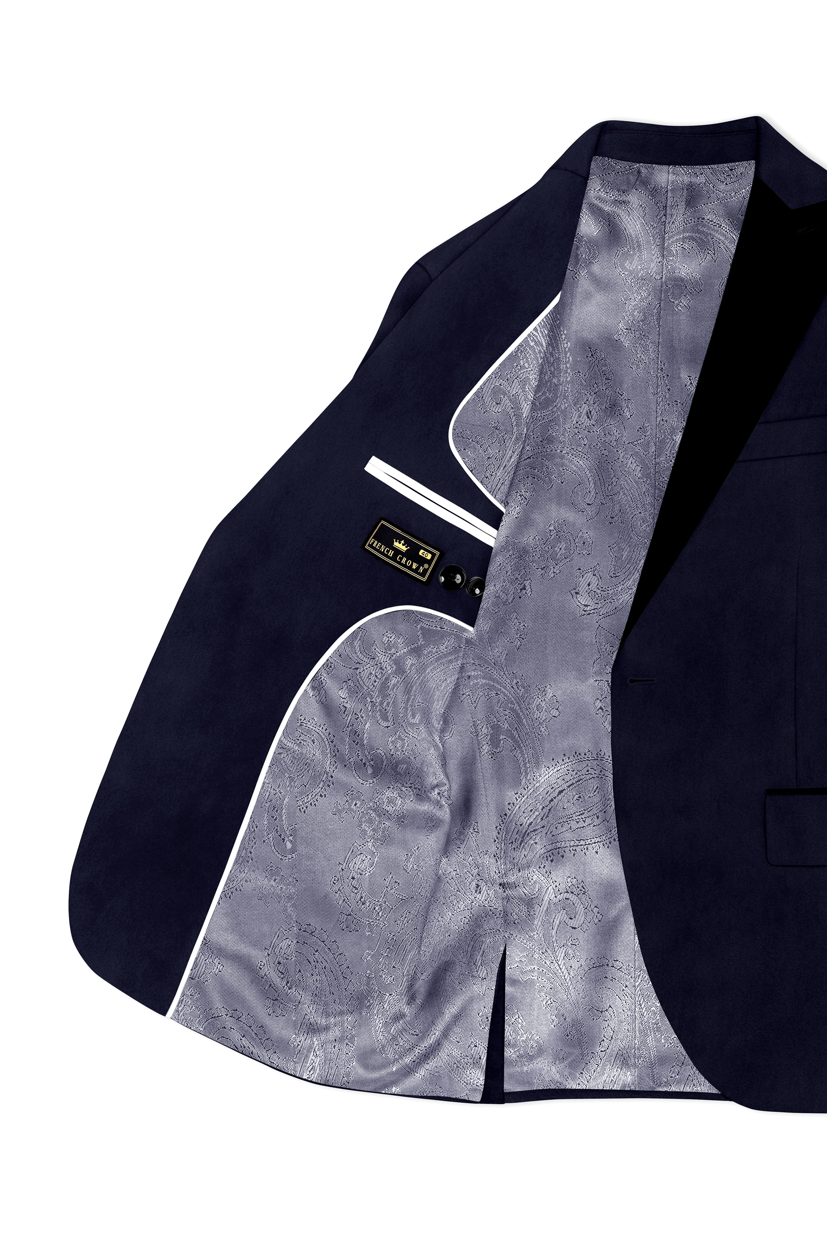 Torvian-Vulcan Blue Velvet Peak Lapel Tuxedo Blazer