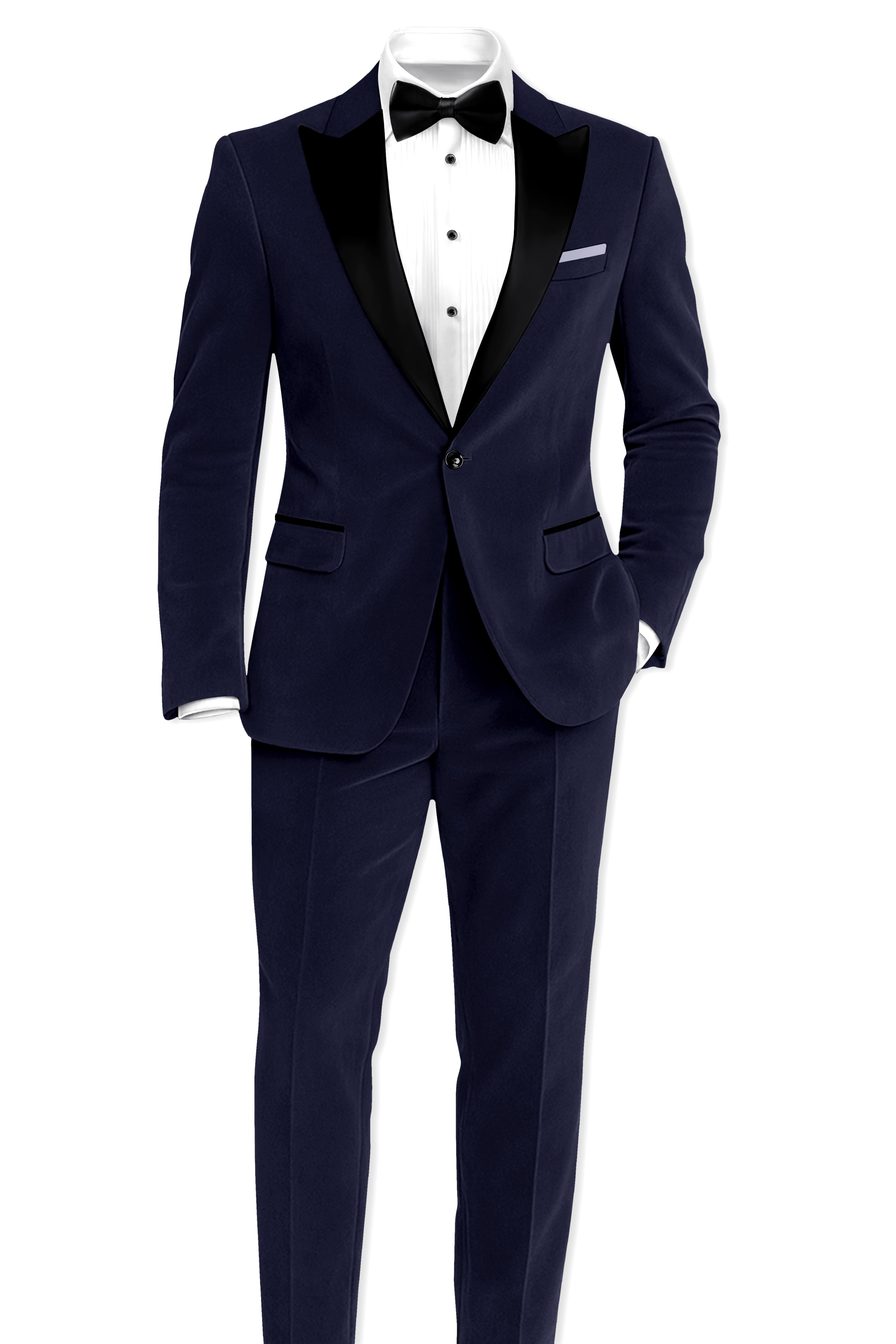 Torvian-Vulcan Blue Velvet Peak Lapel Tuxedo Blazer