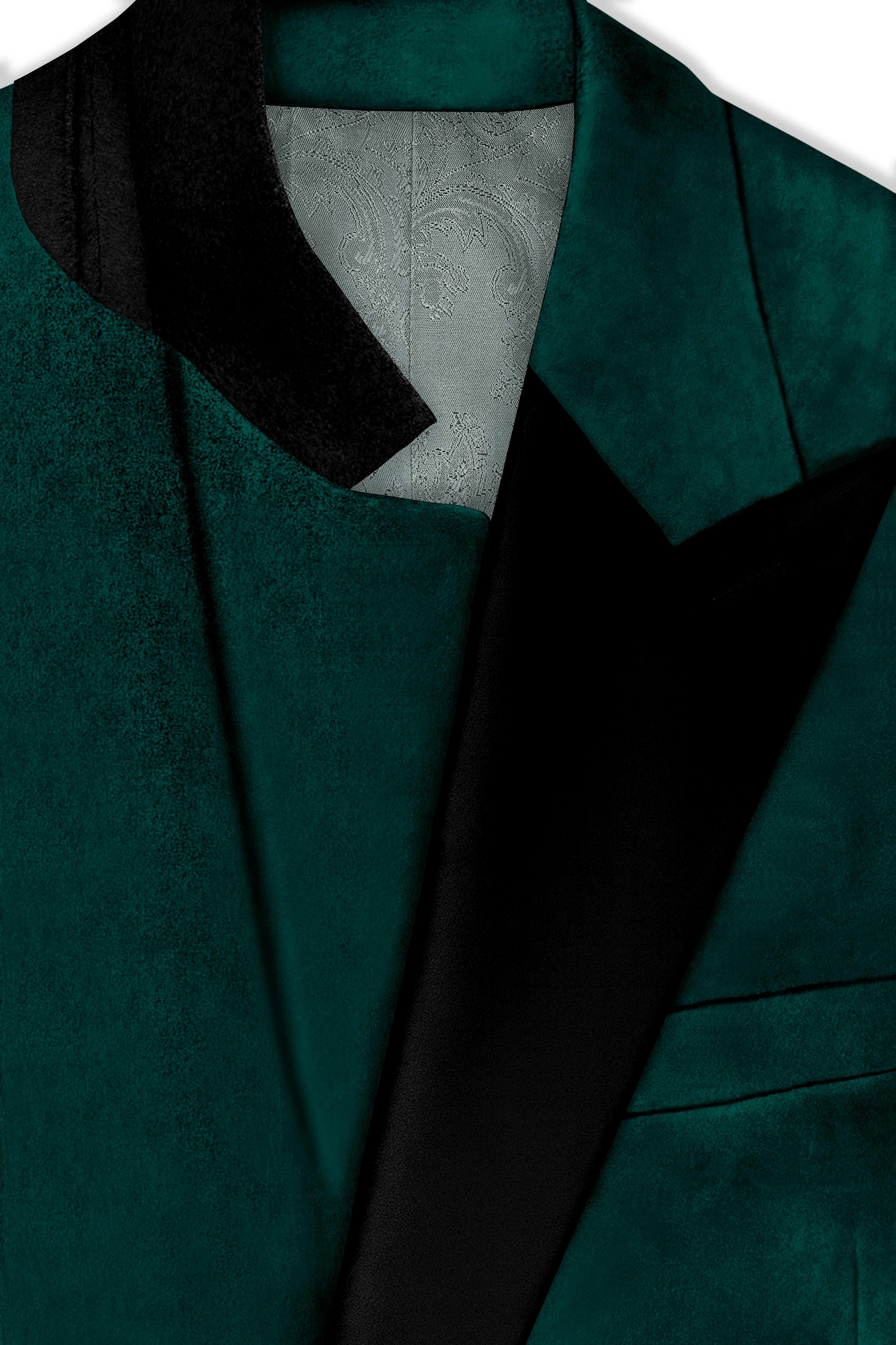 Lagoon-Teal Green Velvet Peak Lapel Tuxedo Blazer