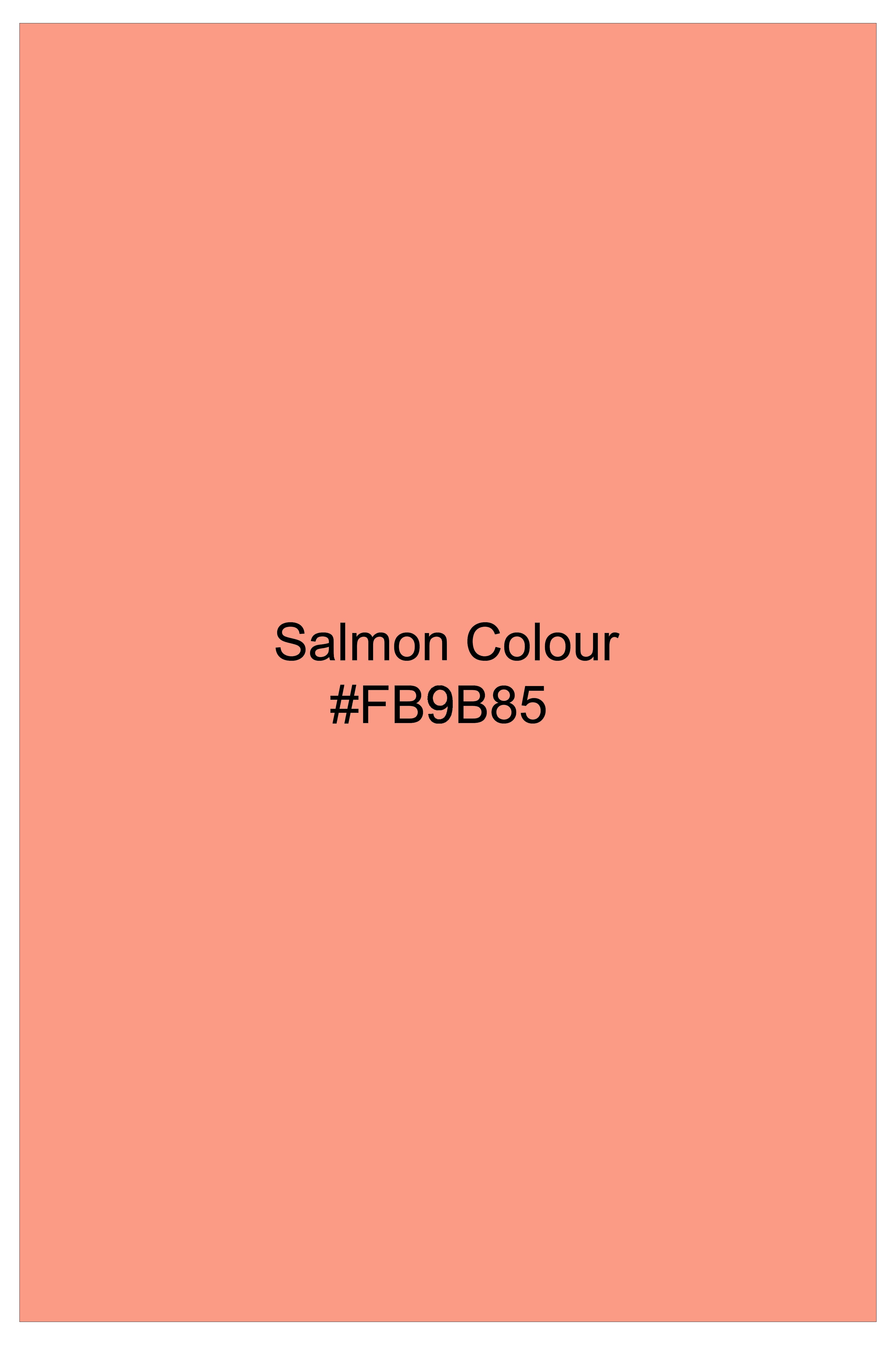 Zyron-Salmon Orange Velvet Peak Lapel Tuxedo Blazer