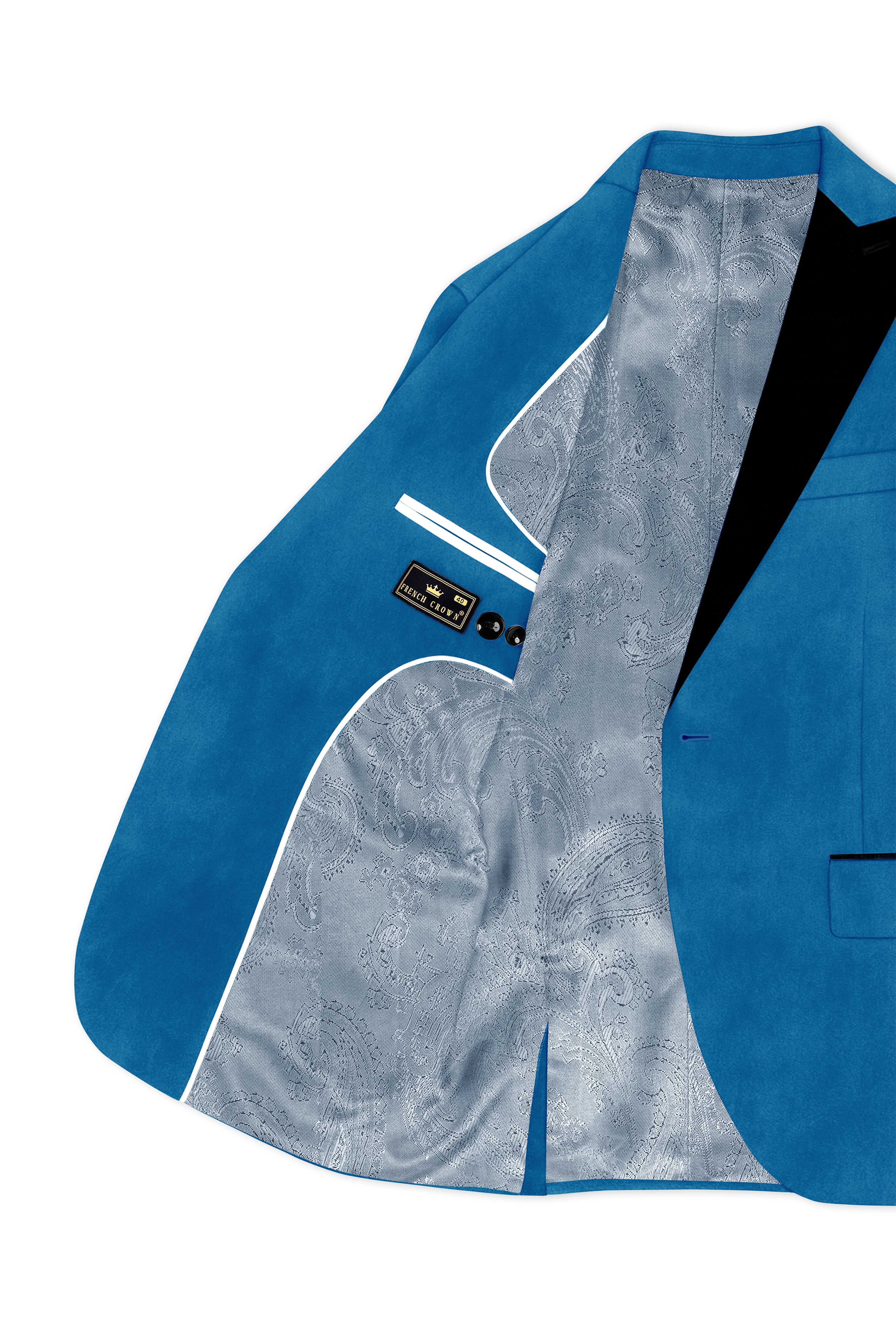 Orvian-Venice Blue Velvet Peak Lapel Tuxedo Blazer