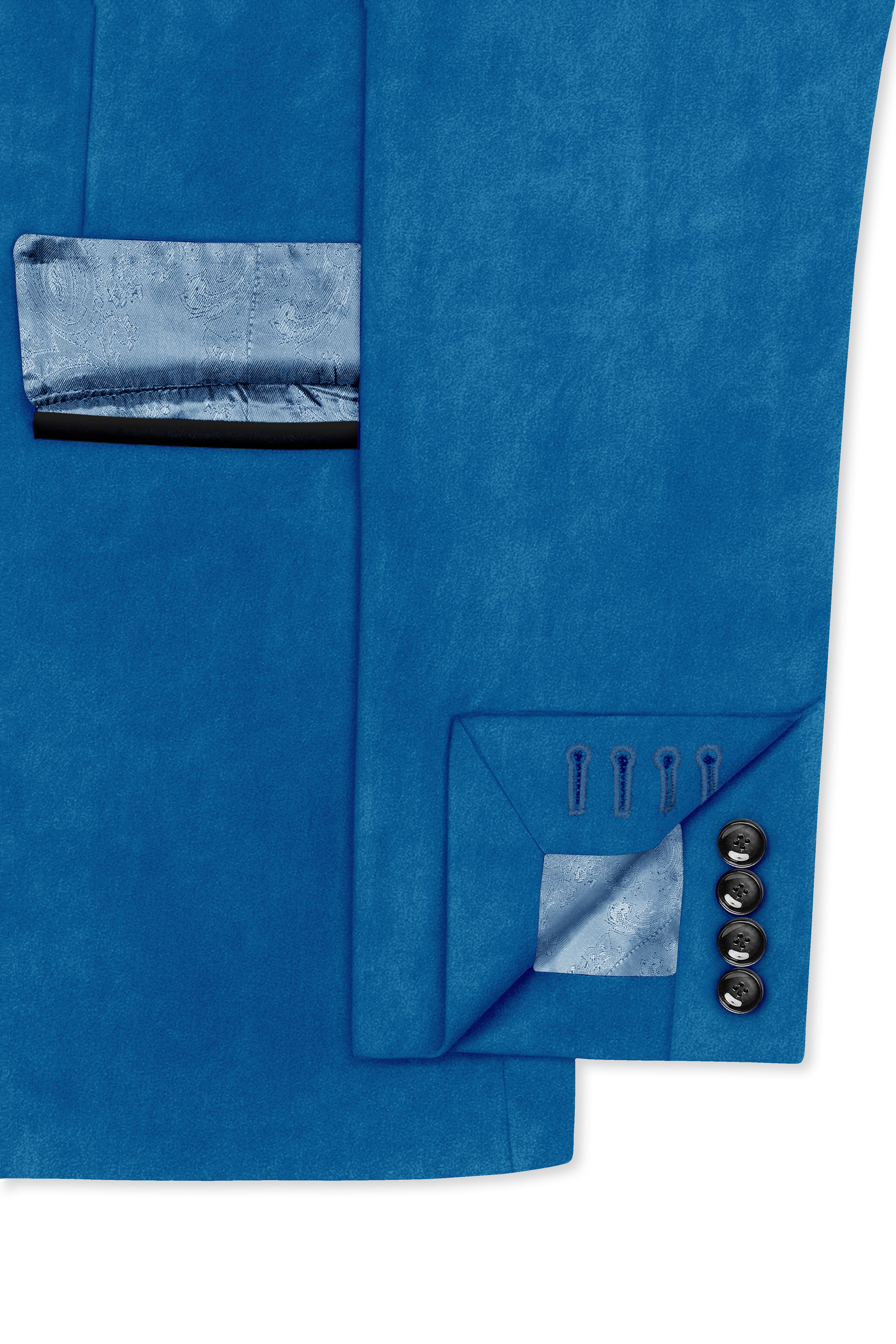 Orvian-Venice Blue Velvet Peak Lapel Tuxedo Blazer
