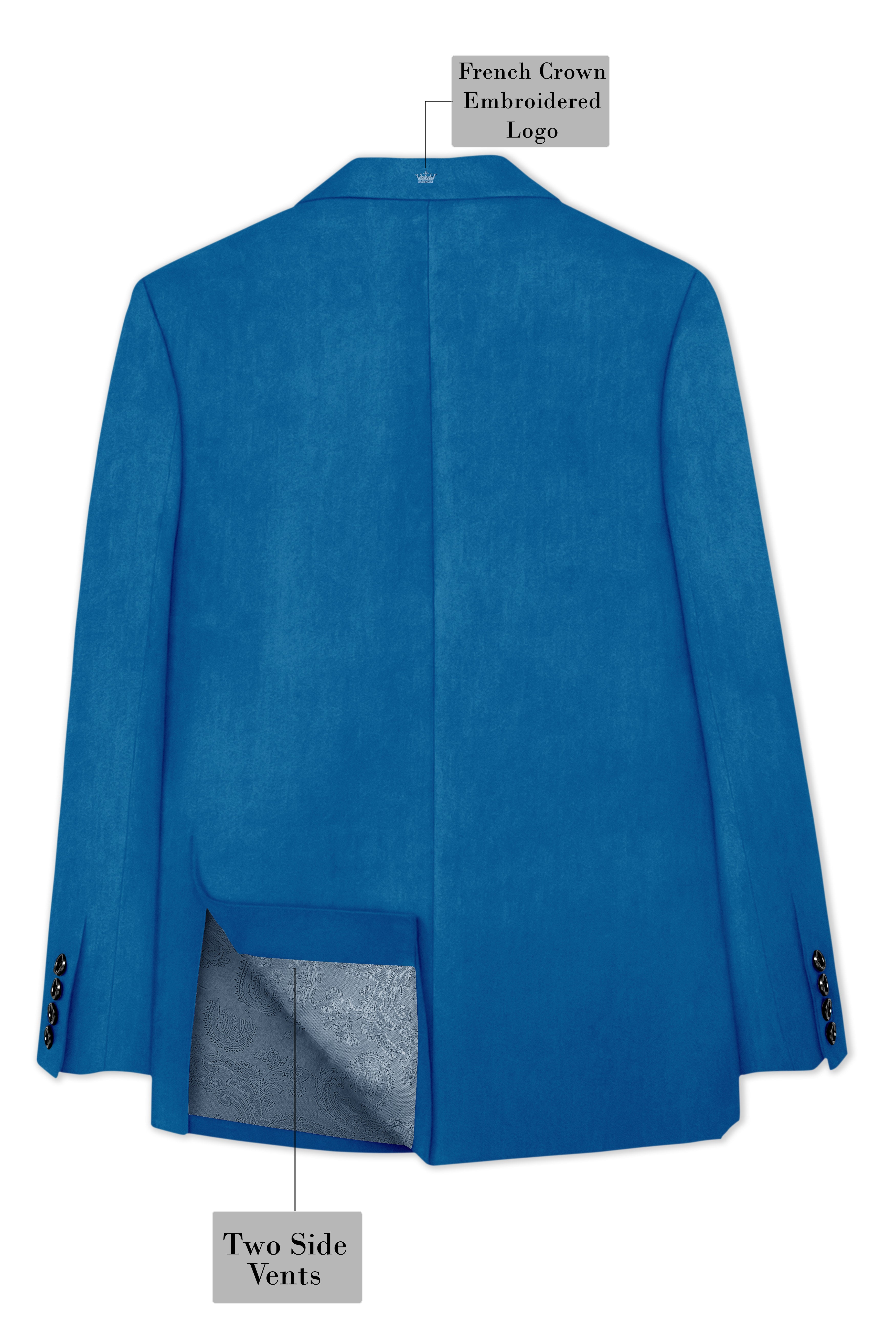 Orvian-Venice Blue Velvet Peak Lapel Tuxedo Blazer