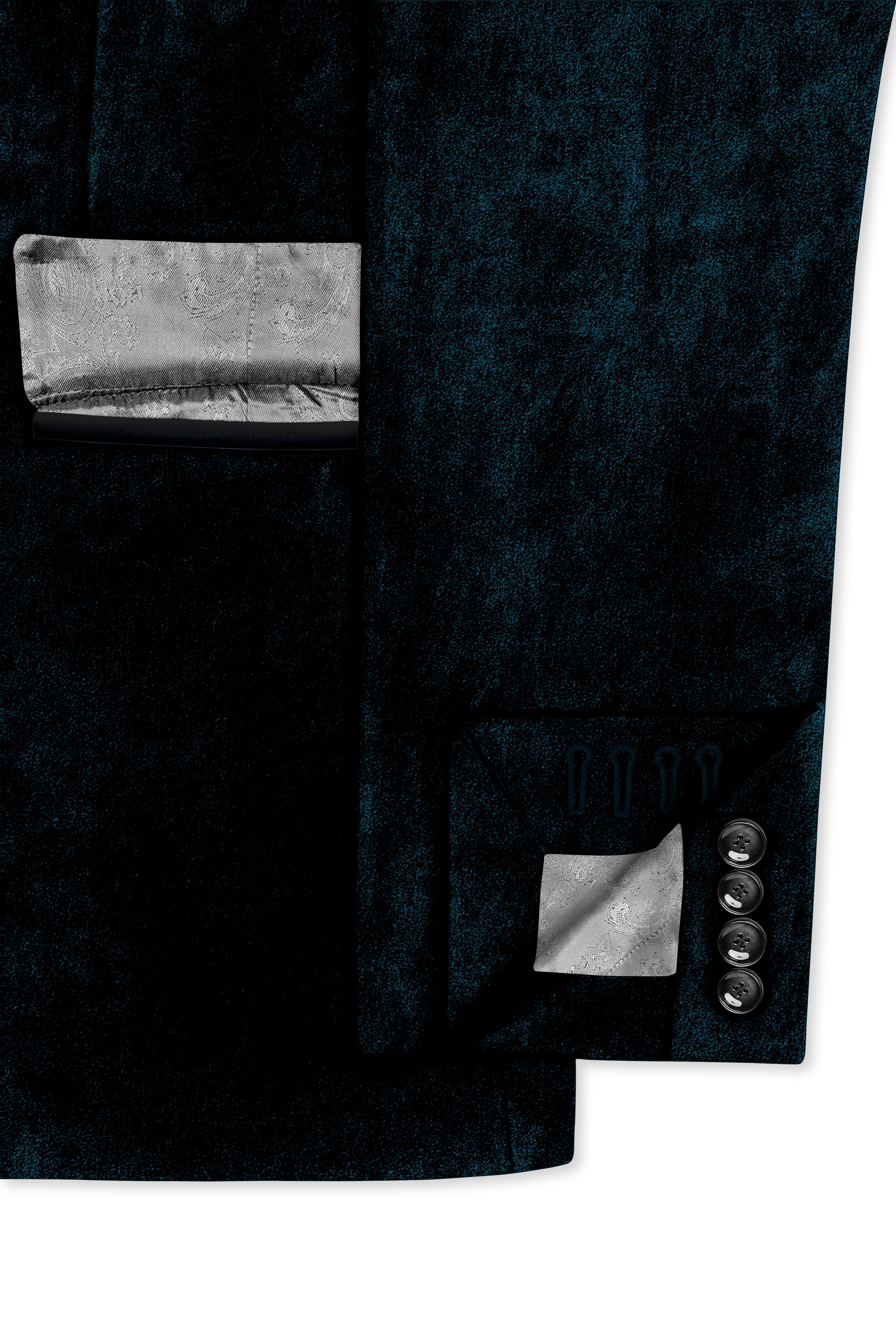 Rogue-Jaguar Blue Velvet Peak Lapel Tuxedo Blazer