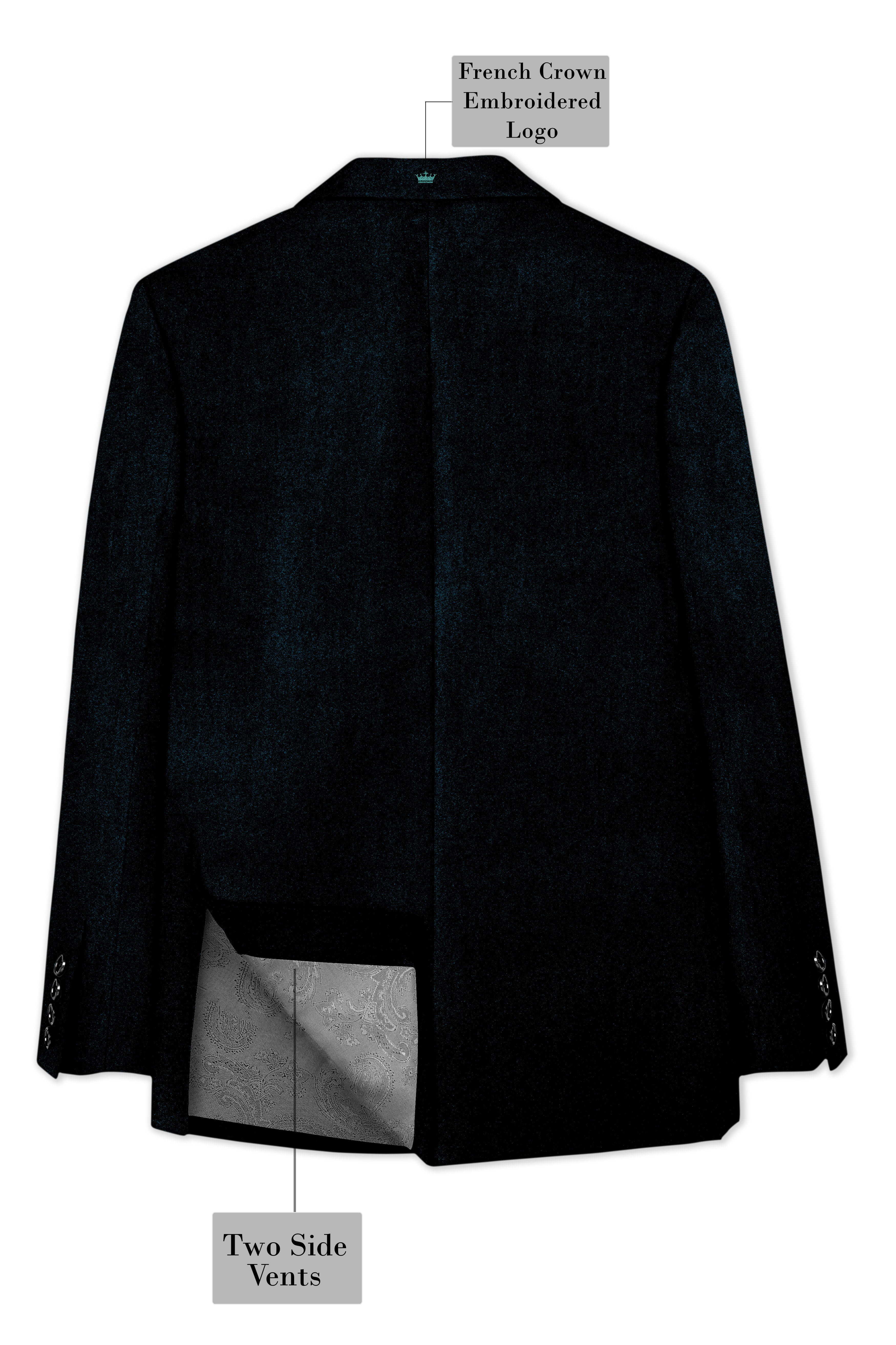 Rogue-Jaguar Blue Velvet Peak Lapel Tuxedo Blazer