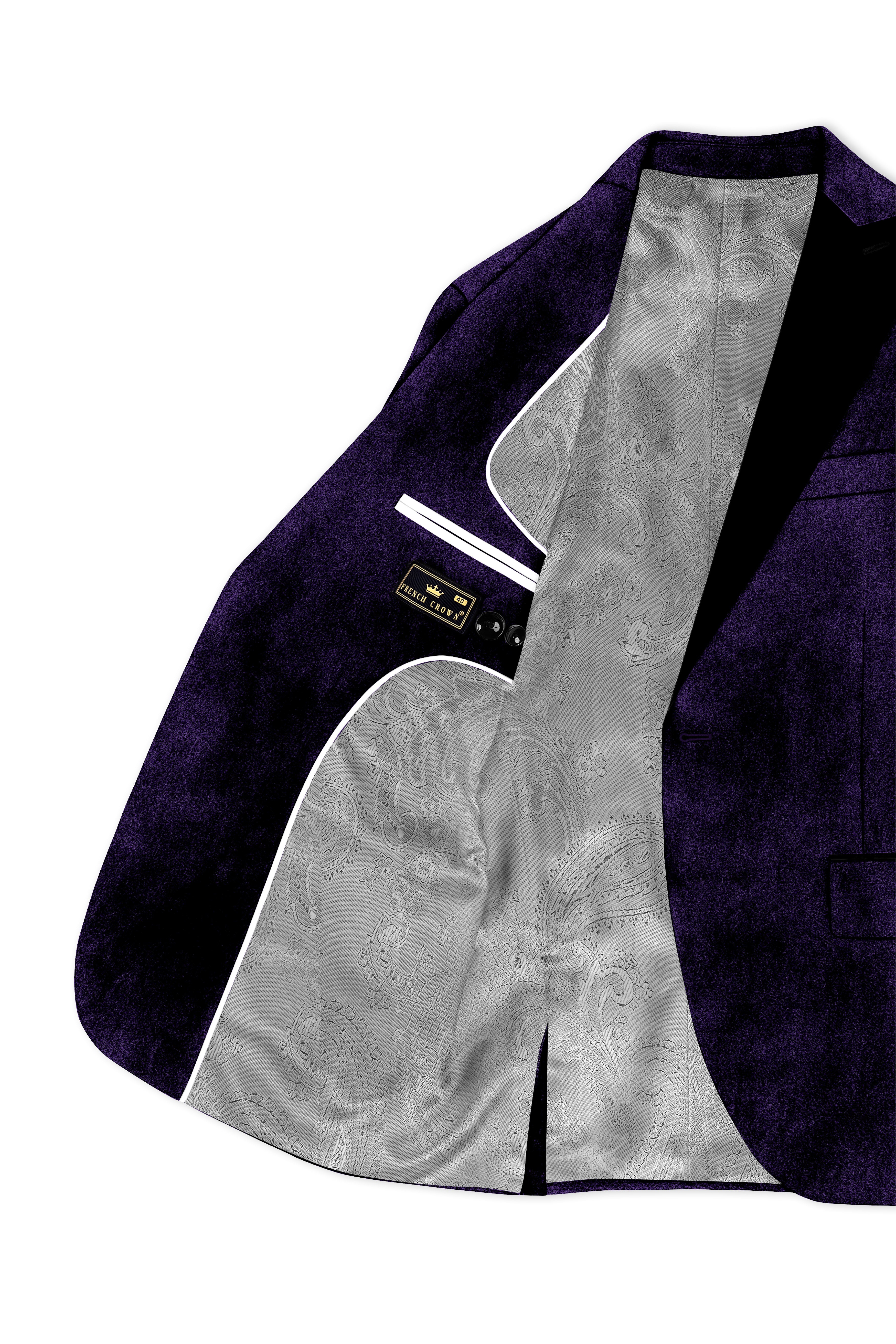 Virelle-Russian Purple Velvet Peak Lapel Tuxedo Blazer