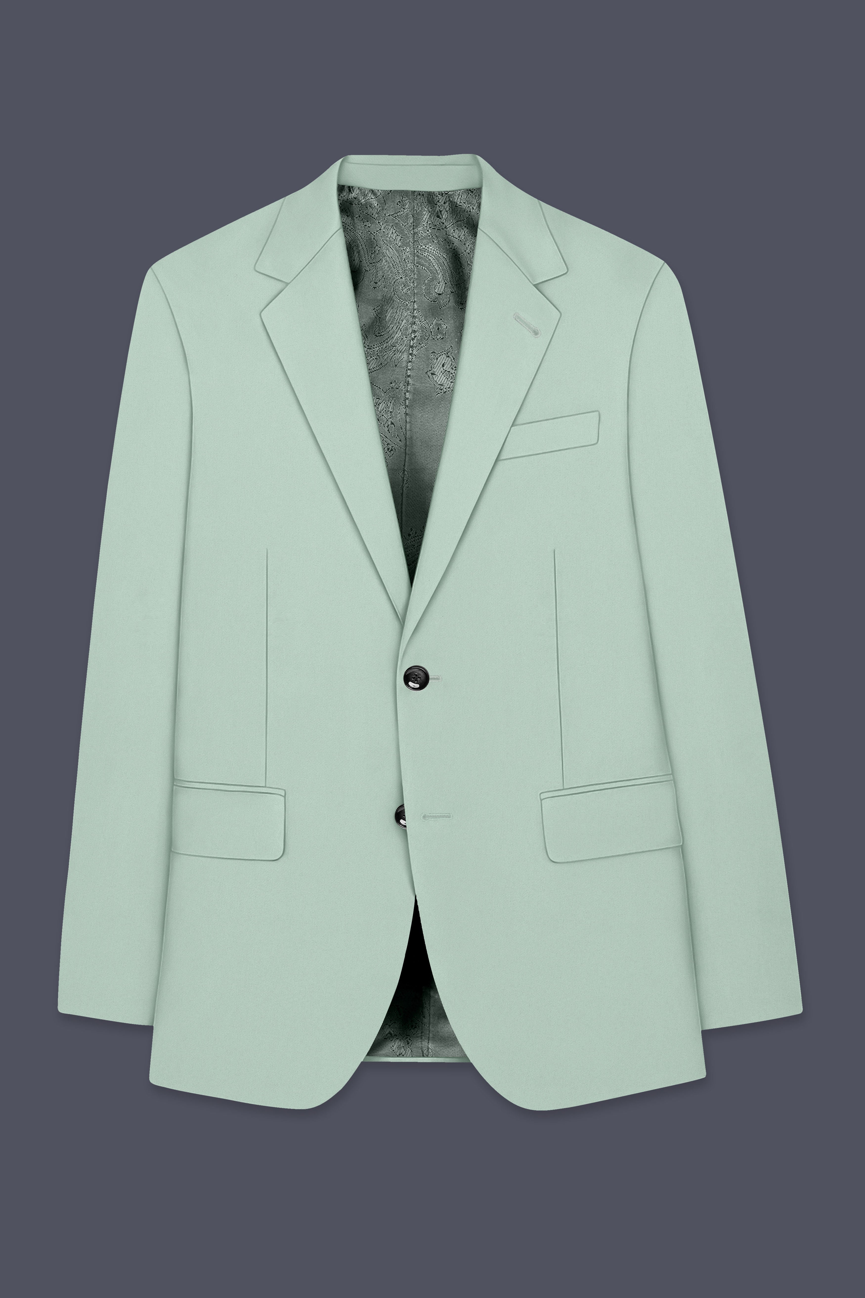 Umbra-Shadow Green Slight Stretch Subtle Sheen Poly-Viscose Single Breasted Blazer