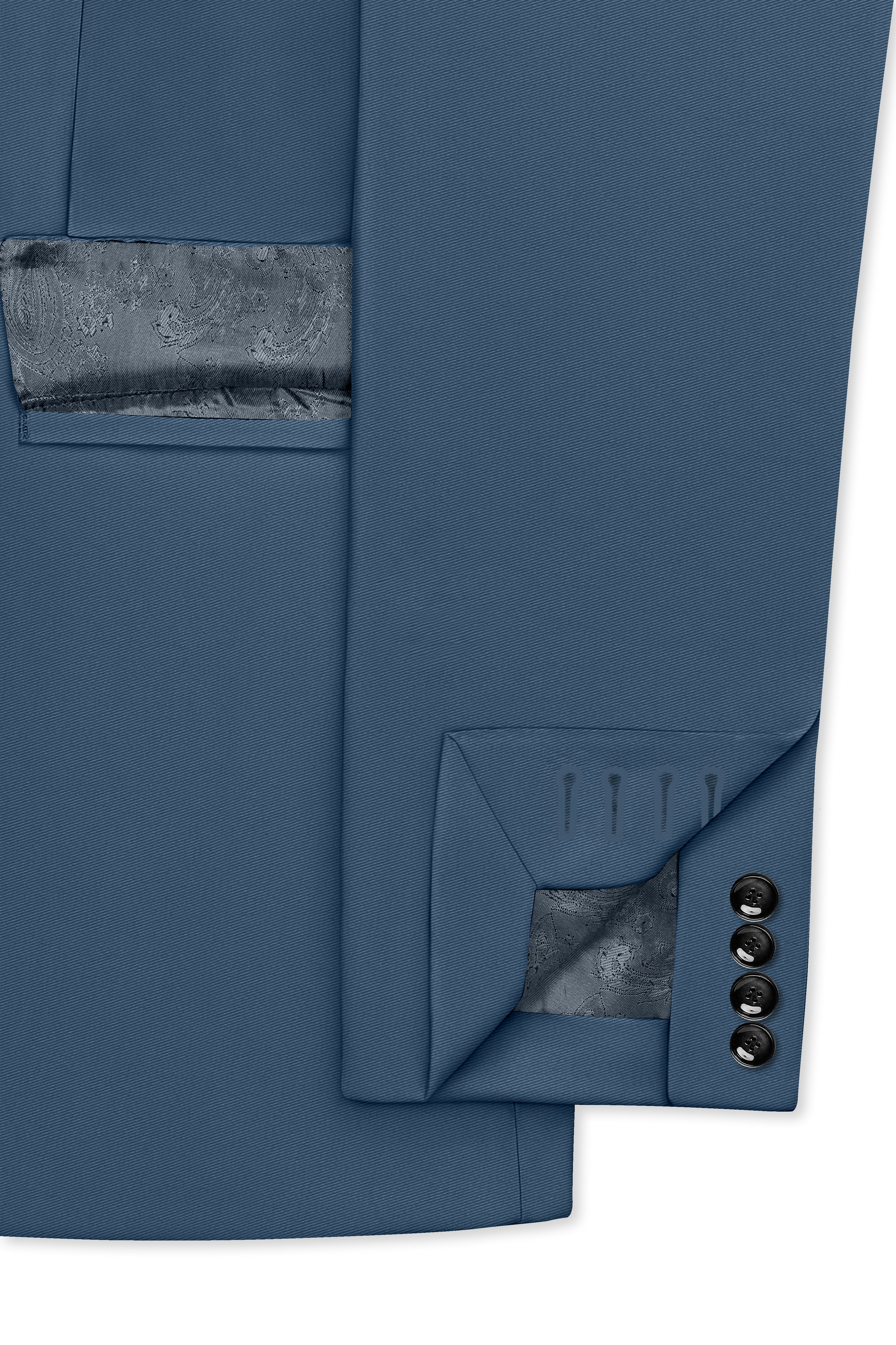 Azure-Nile Blue Slight Stretch Subtle Sheen Poly-Viscose Single Breasted Blazer