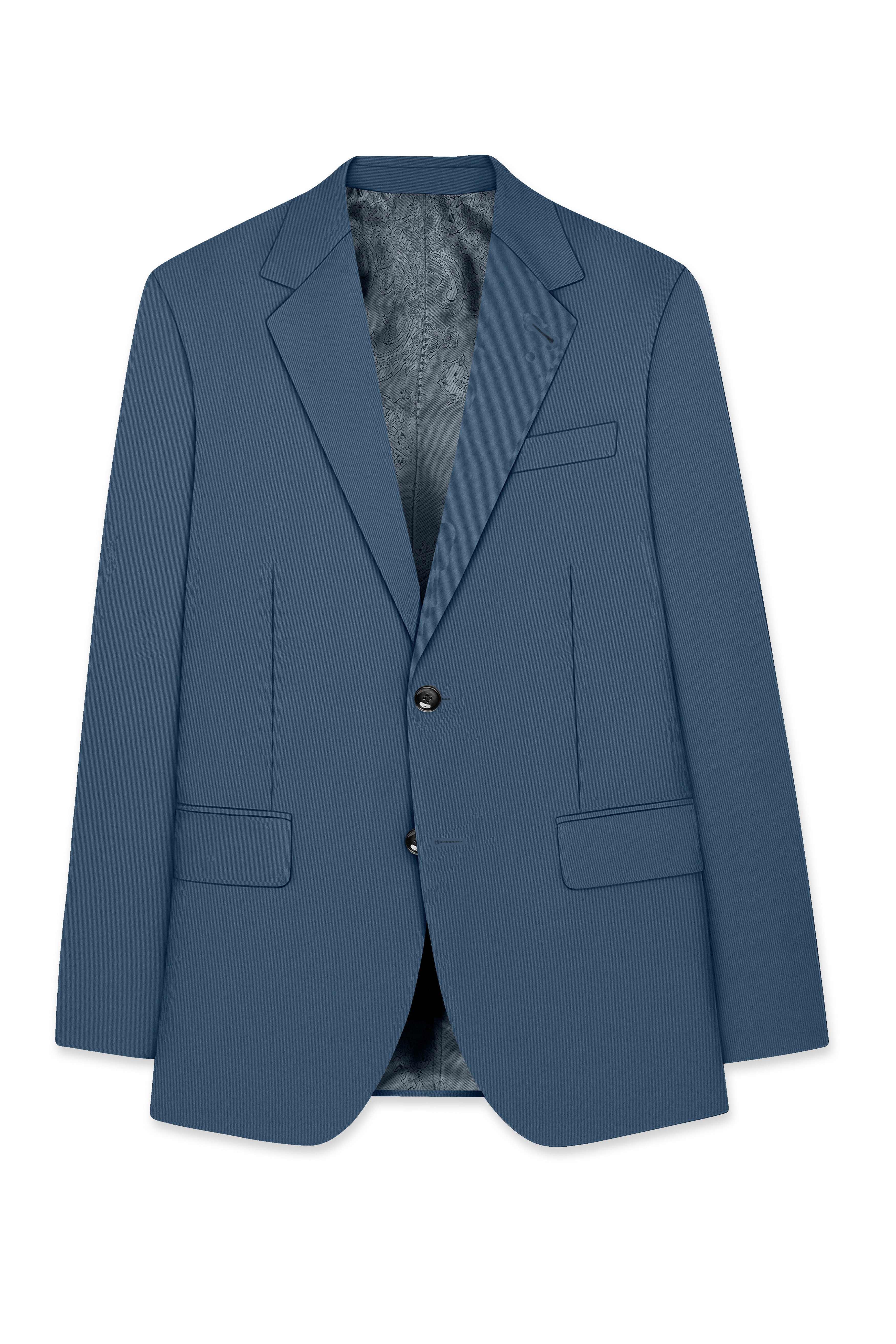 Azure-Nile Blue Slight Stretch Subtle Sheen Poly-Viscose Single Breasted Blazer