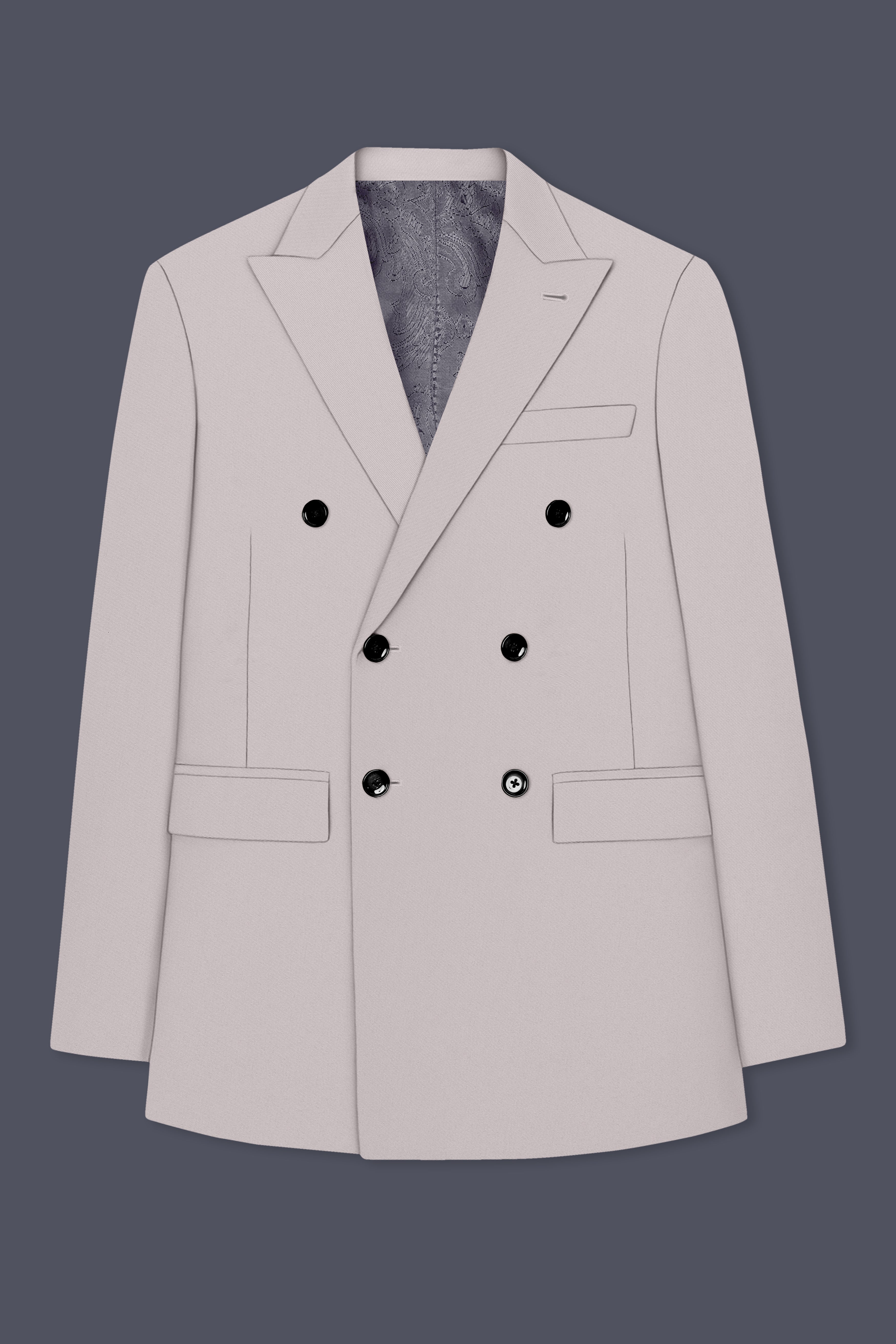 Lustre-Cloud Cream Slight Stretch Subtle Sheen Poly-Viscose Double Breasted Blazer