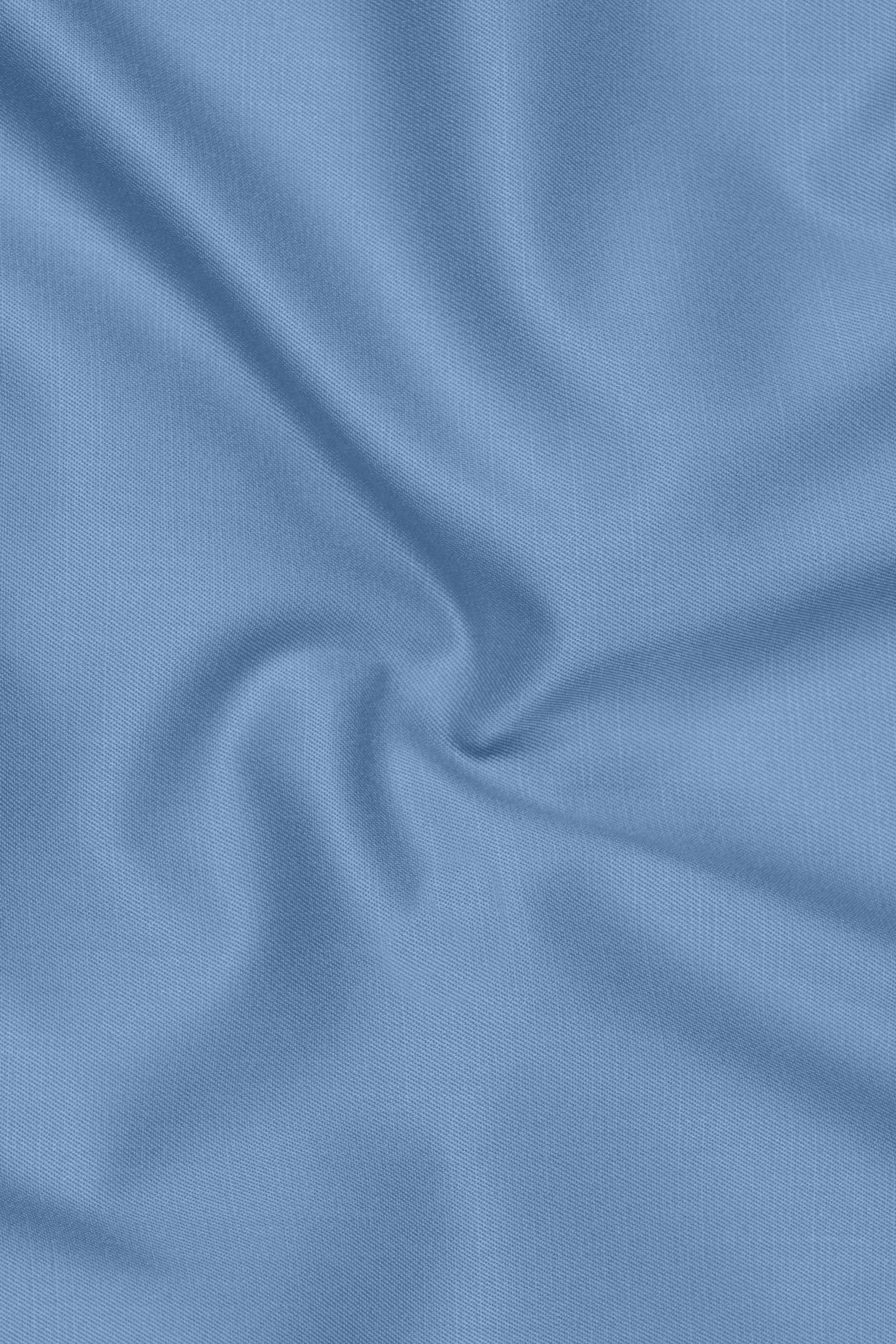 Azure-Glaucous Blue Wool Rich Slight Stretch Single Breasted Blazer