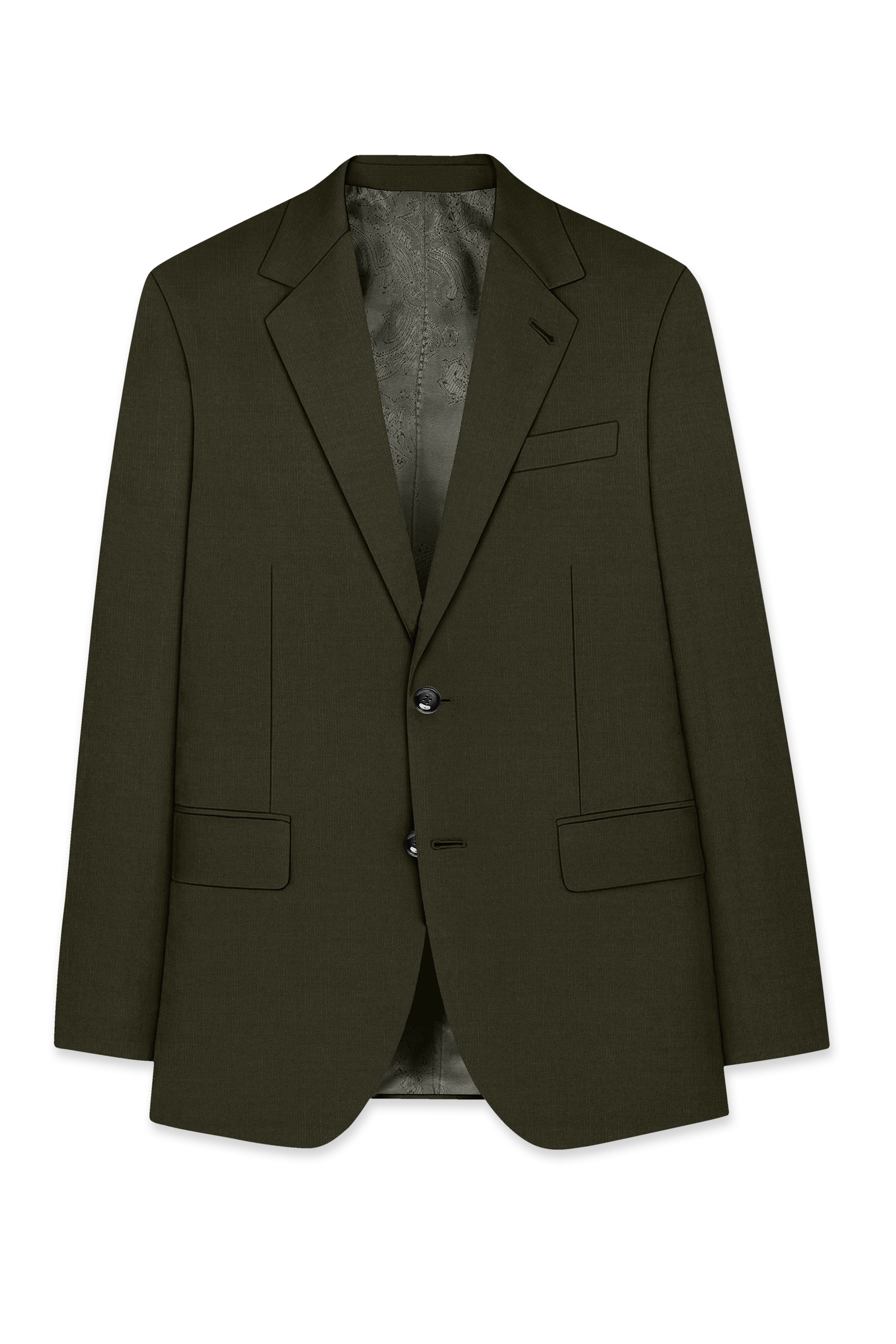Mossley-Rangoon Green Wool Rich Slight Stretch Single Breasted Blazer
