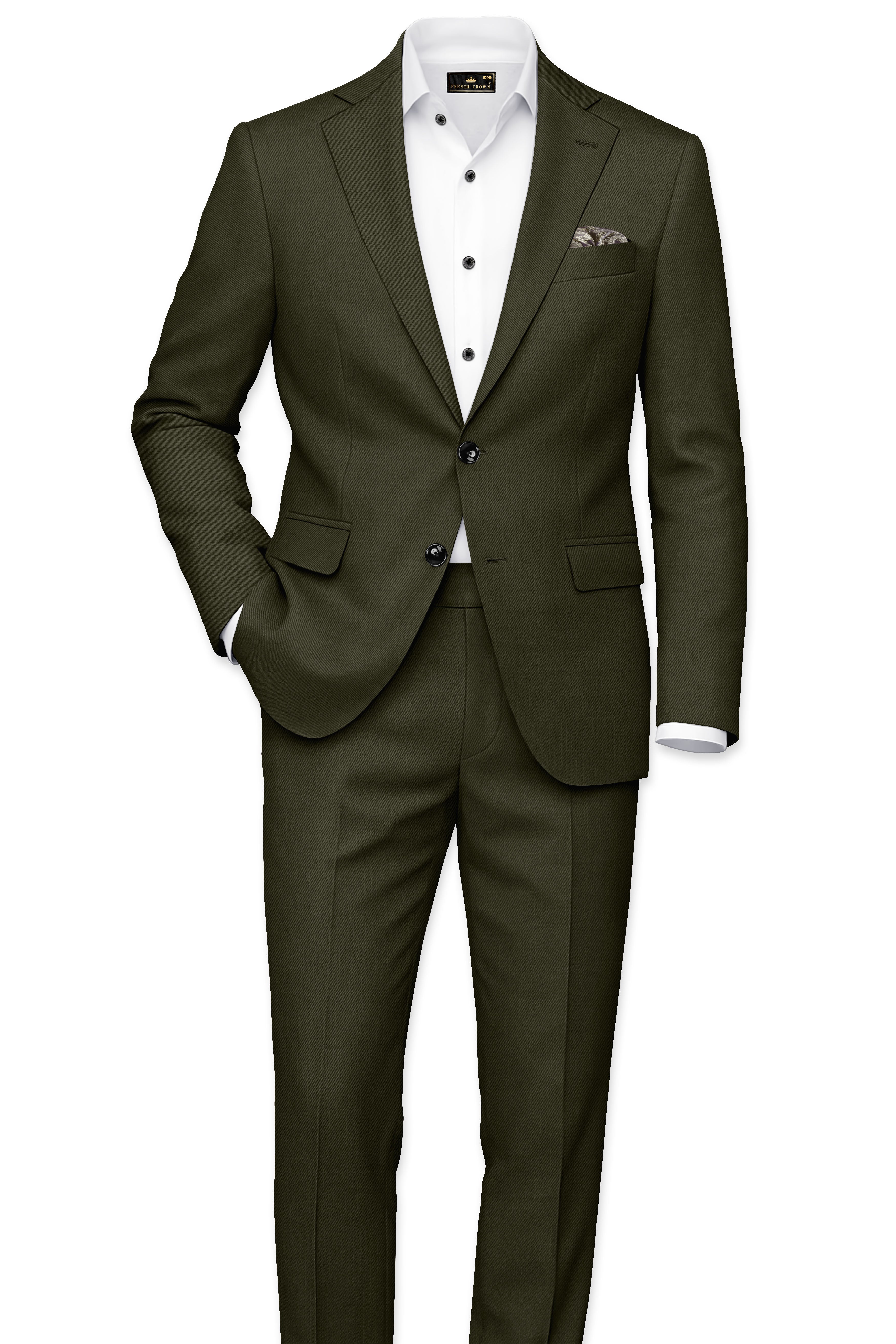 Mossley-Rangoon Green Wool Rich Slight Stretch Single Breasted Blazer