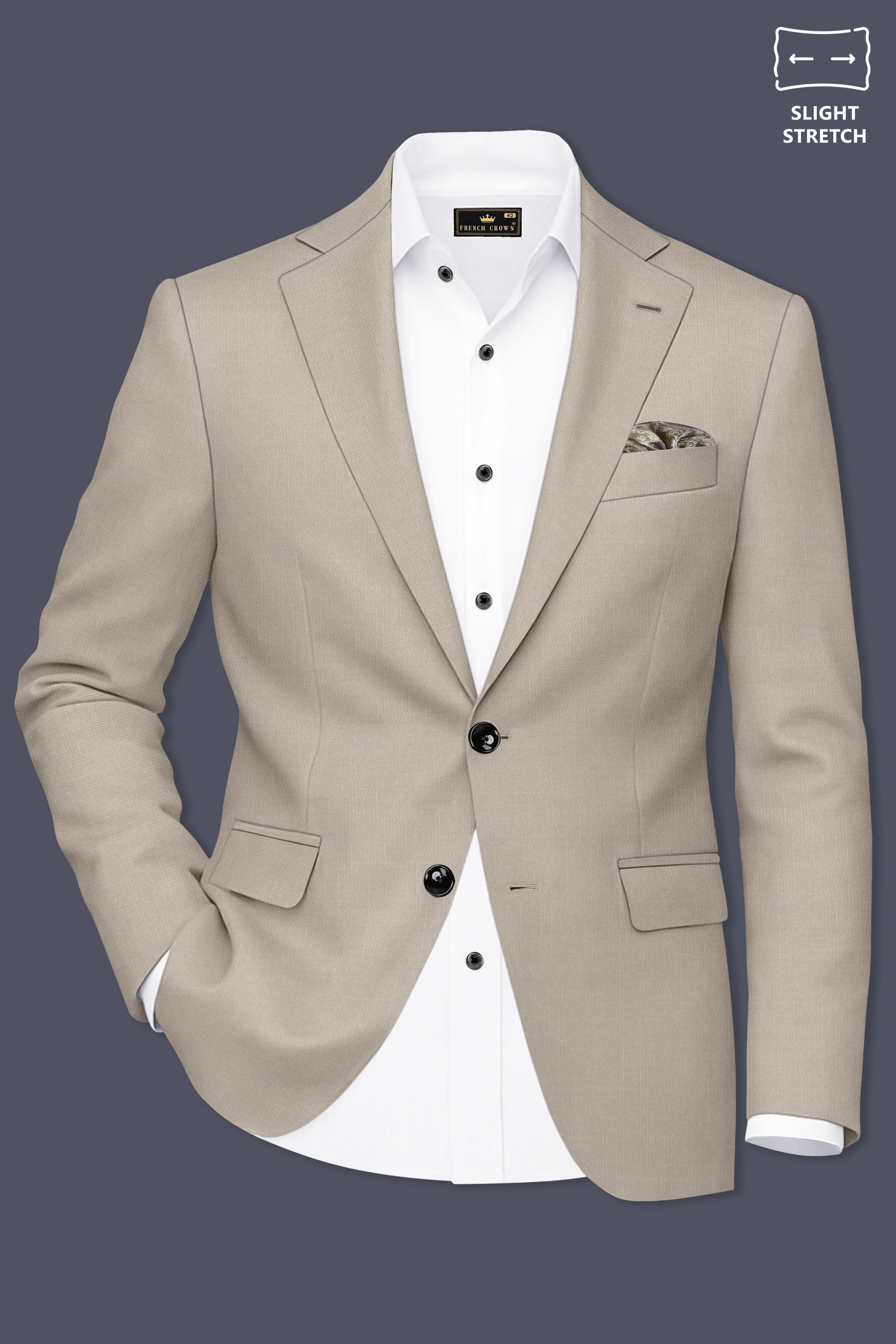 Sterling-Martini Cream Wool Rich Slight Stretch Single Breasted Blazer