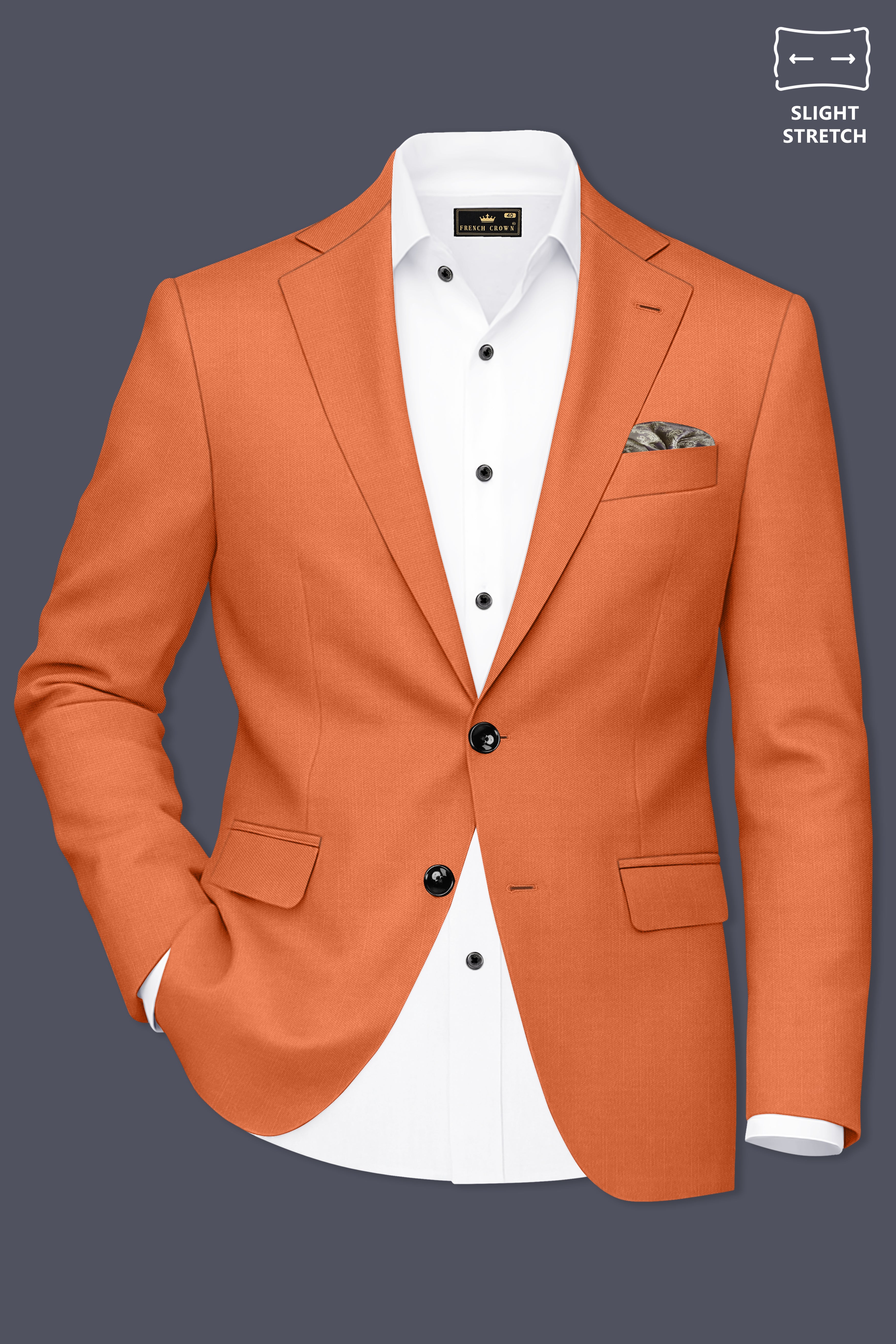 Prestige-Tuscany Orange Wool Rich Slight Stretch Single Breasted Blazer