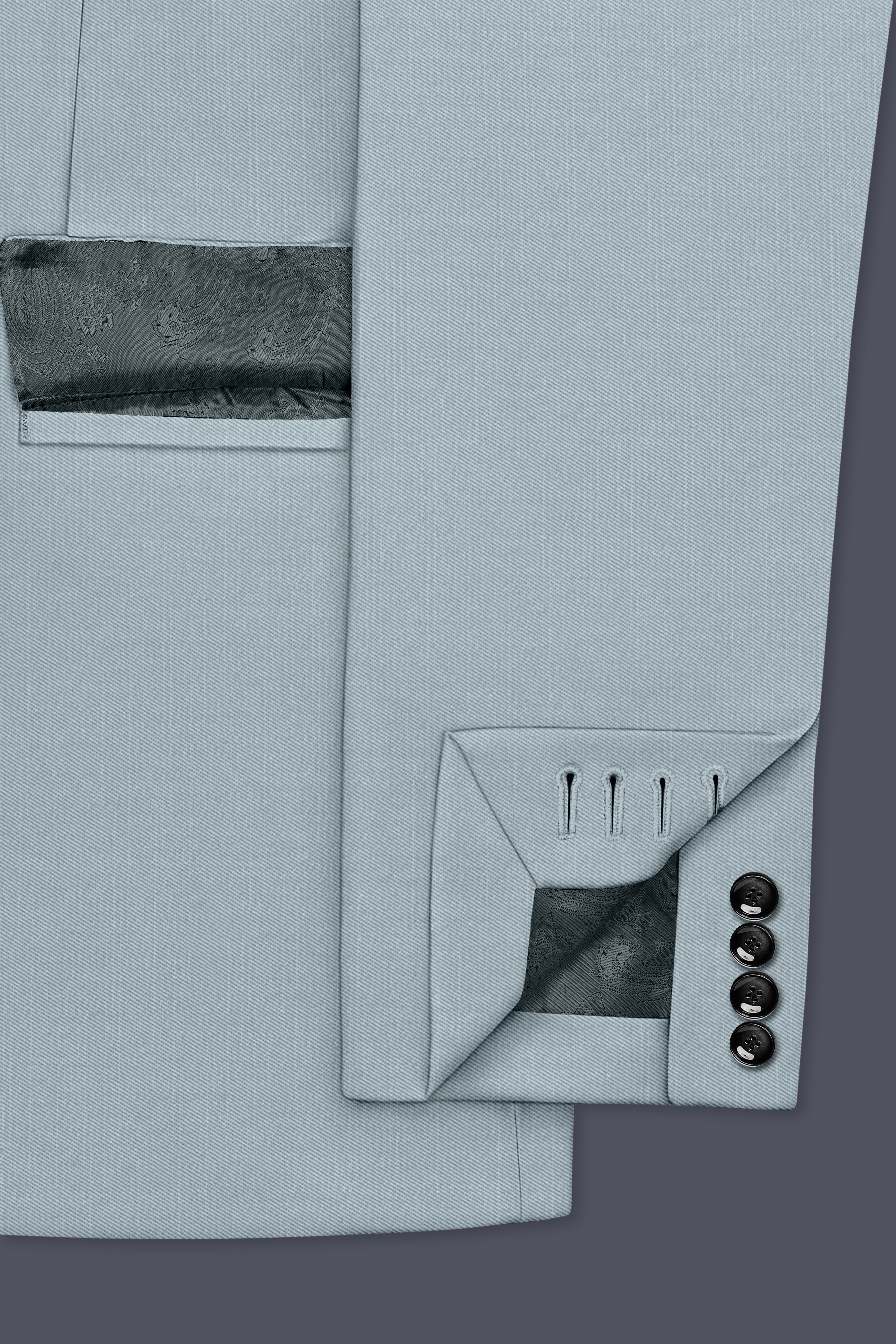 Valtor-Pewter Gray Wool Rich Slight Stretch Double Breasted Blazer