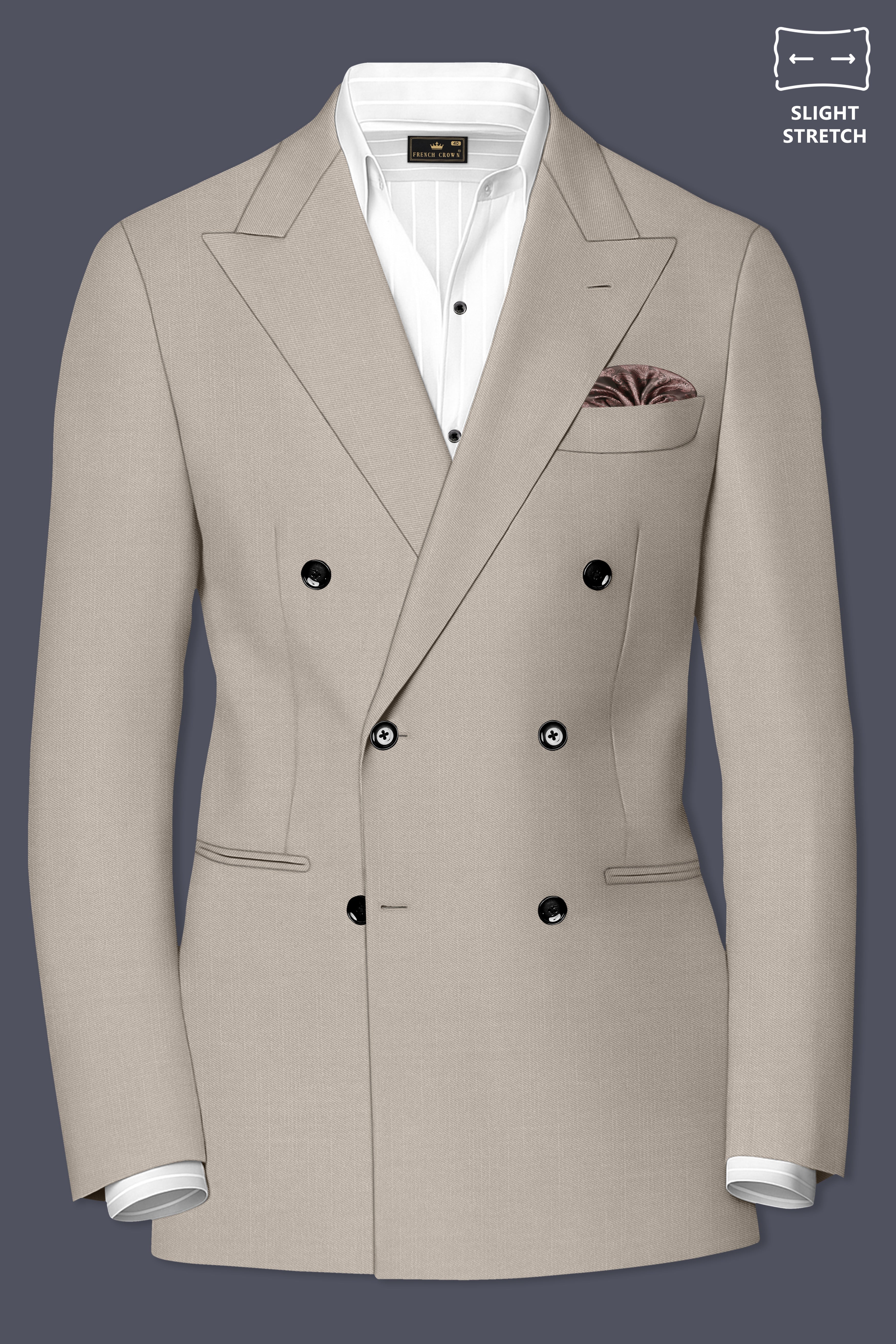 Sterling-Martini Cream Wool Rich Slight Stretch Double Breasted Blazer