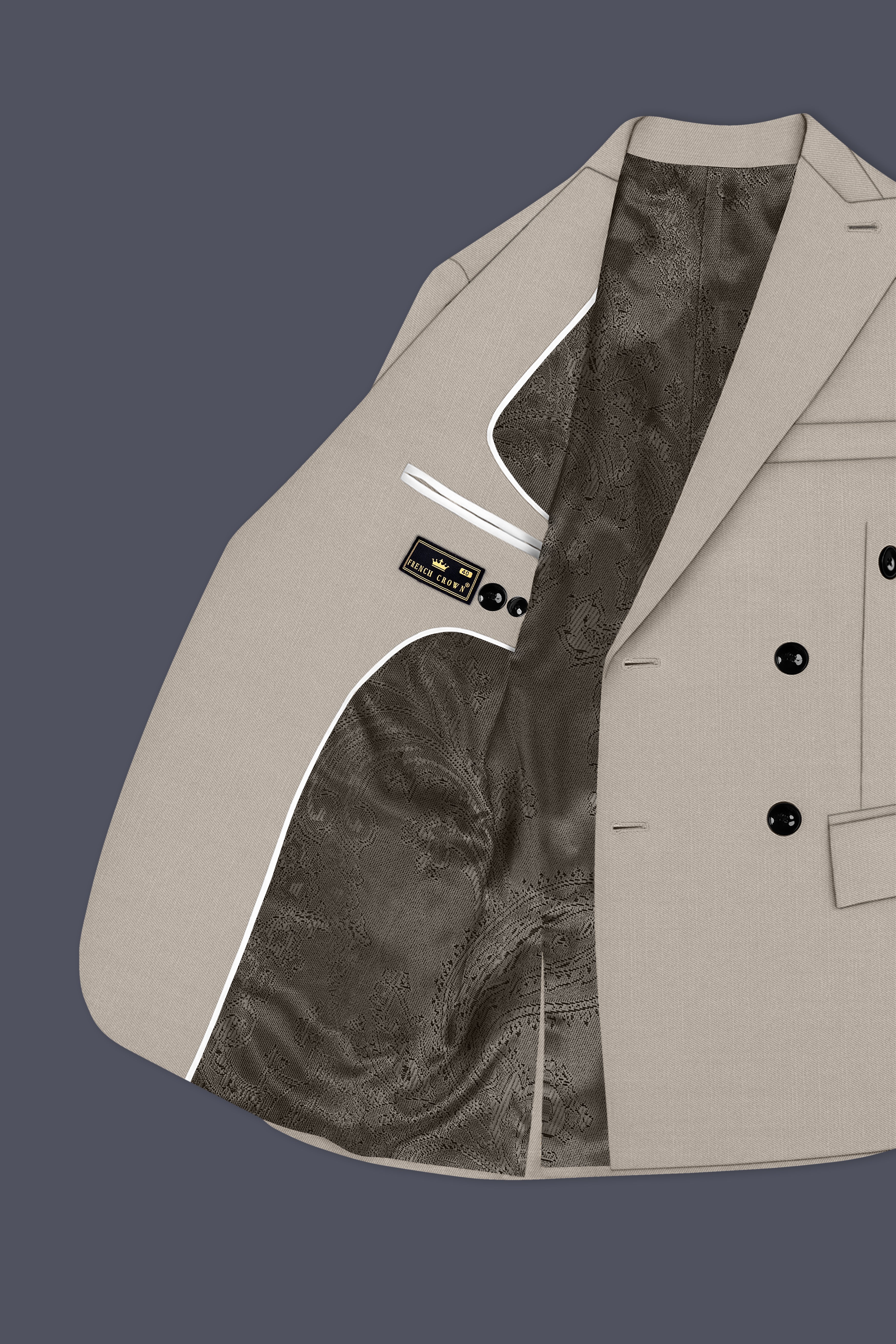 Sterling-Martini Cream Wool Rich Slight Stretch Double Breasted Blazer