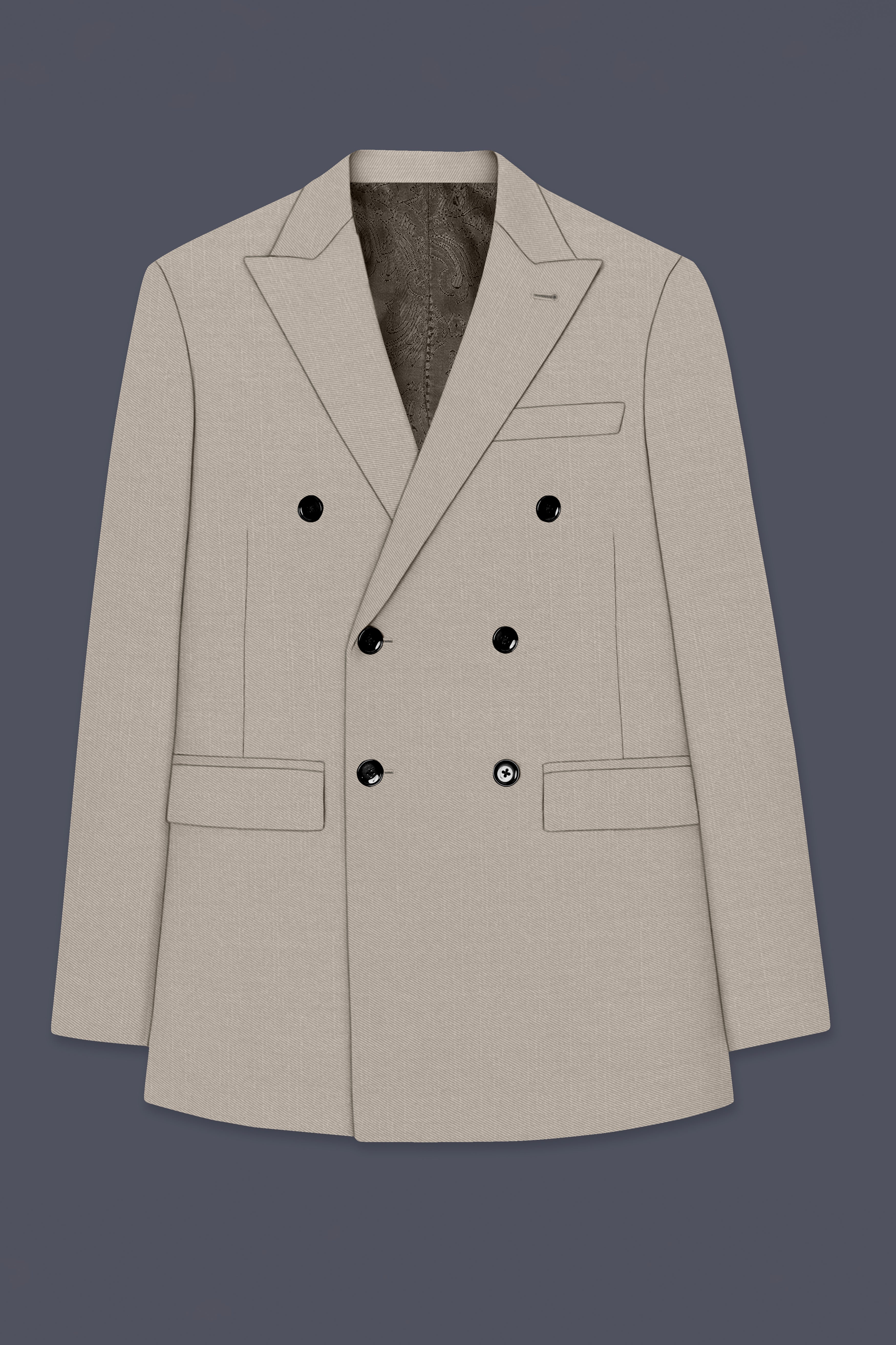 Sterling-Martini Cream Wool Rich Slight Stretch Double Breasted Blazer