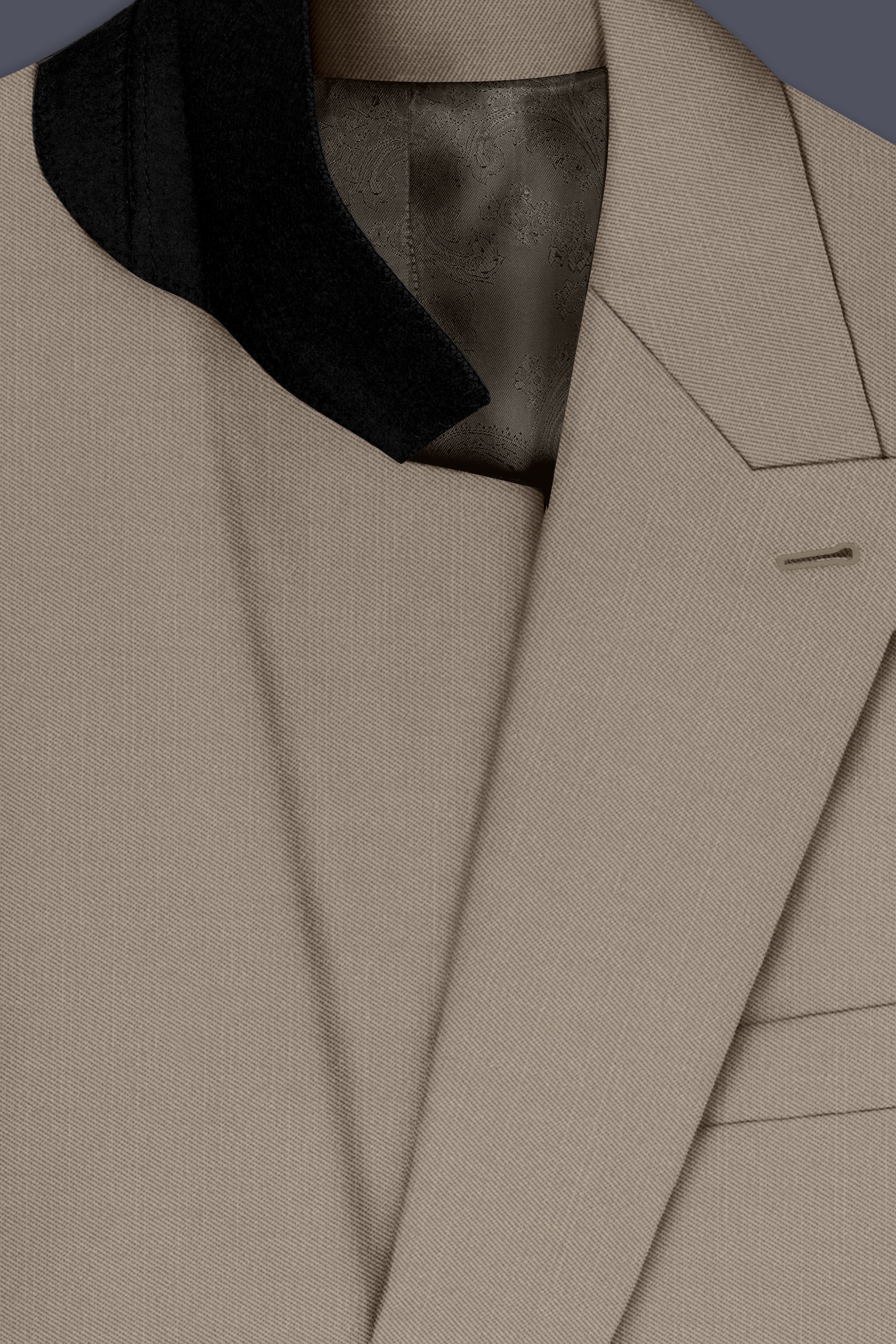 Umber-Stonewall Brown Wool Rich Slight Stretch Double Breasted Blazer