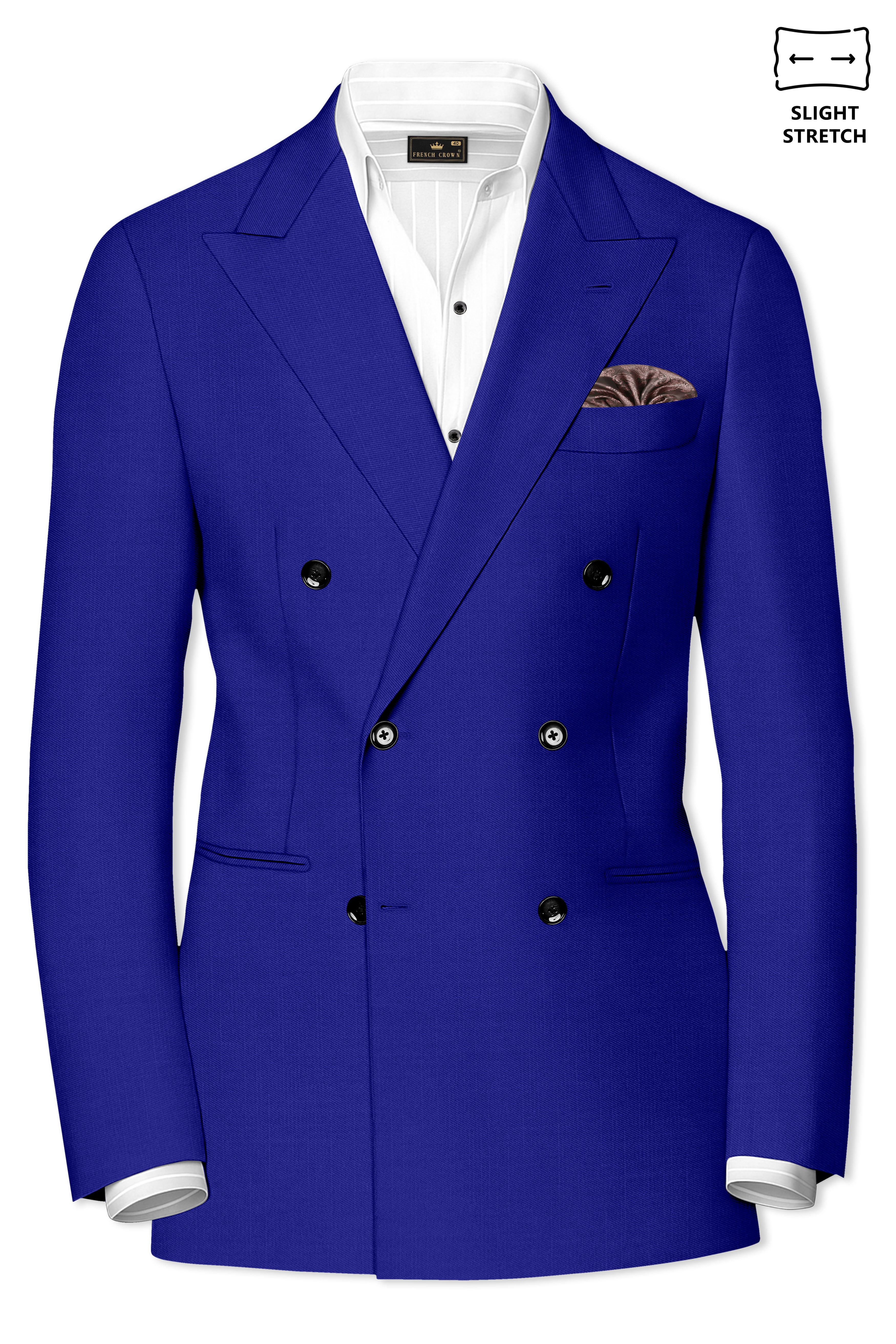 Stratos-Cobalt Blue Wool Rich Slight Stretch Double Breasted Blazer