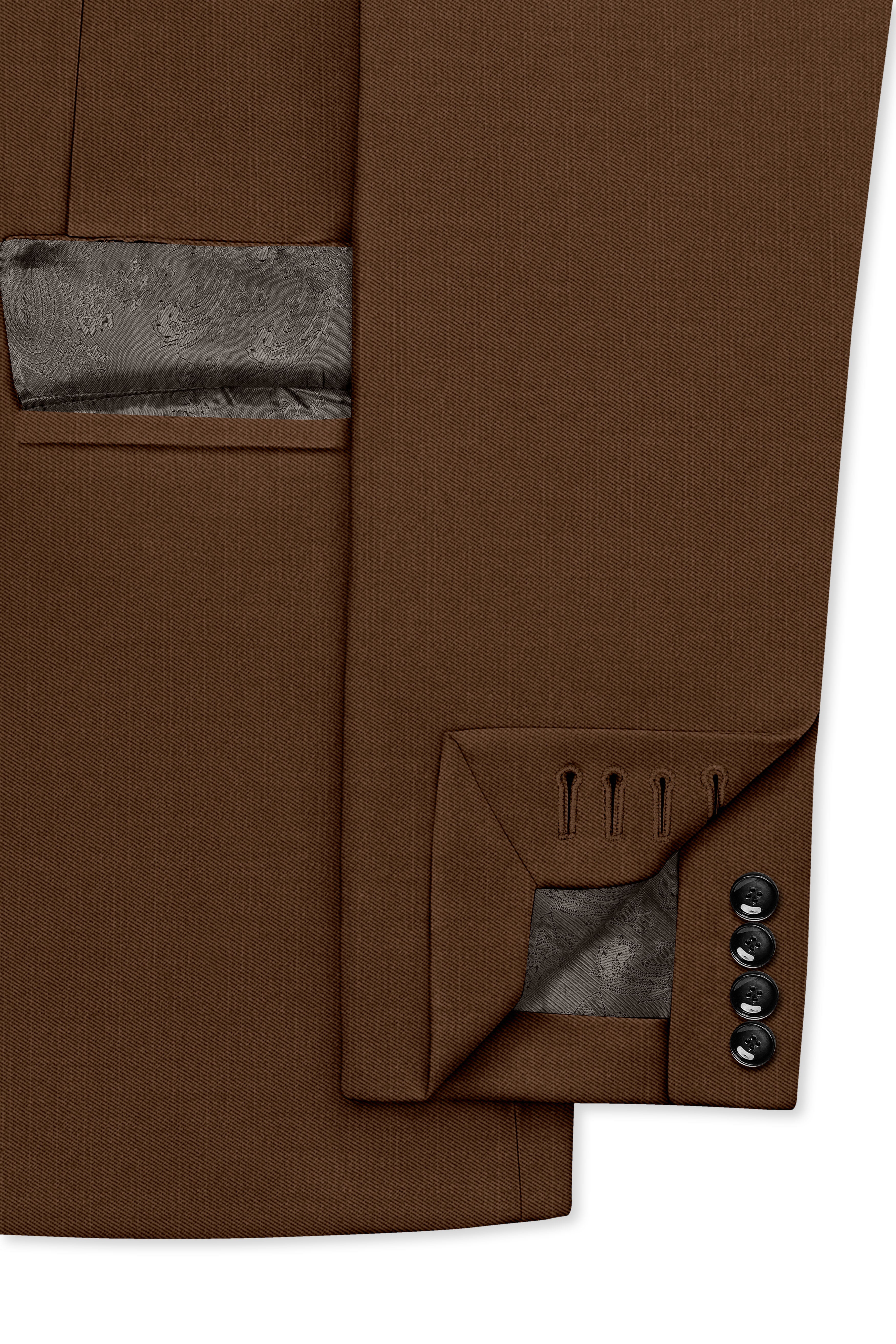 Havron-Derby Brown Wool Rich Slight Stretch Double Breasted Blazer