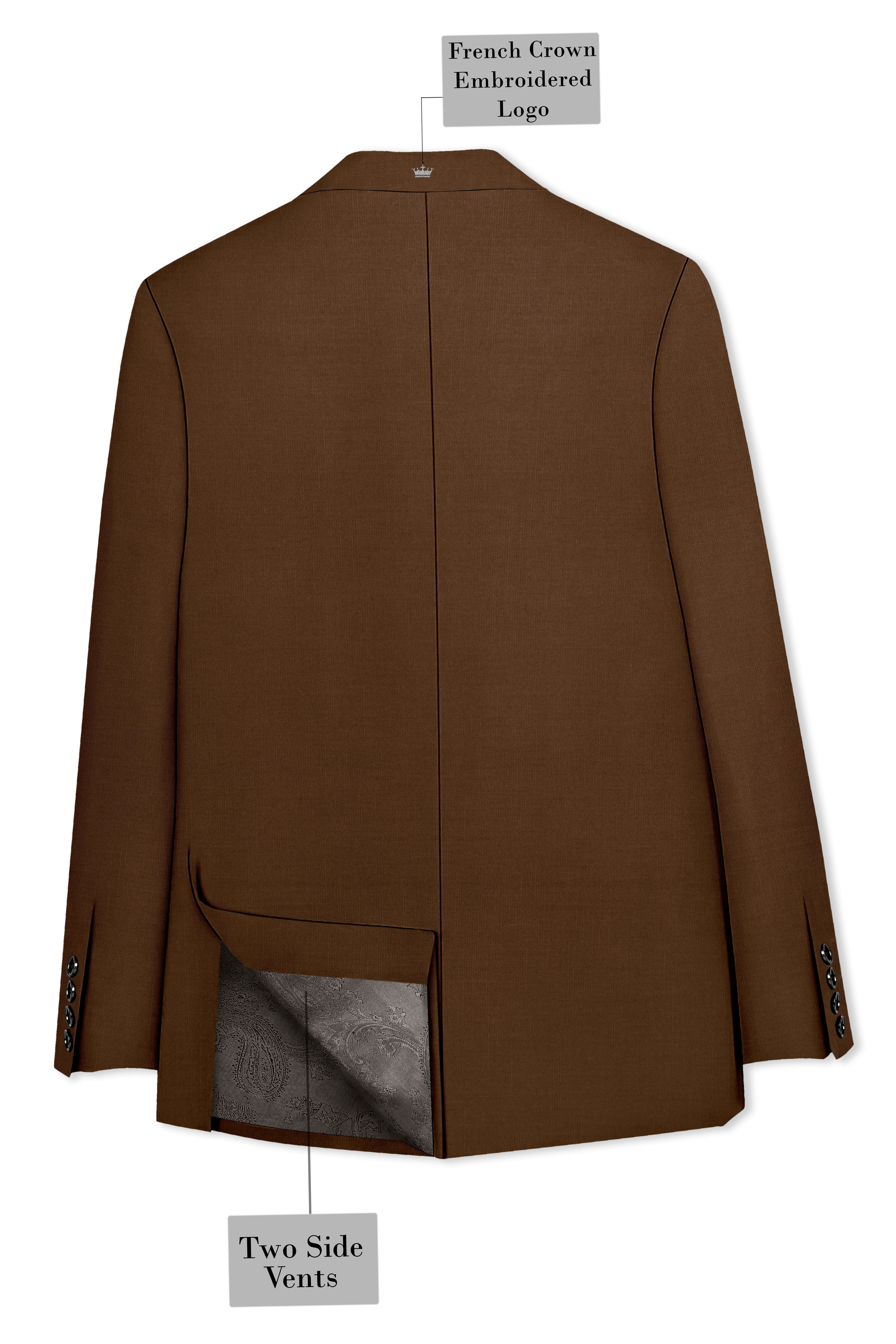 Havron-Derby Brown Wool Rich Slight Stretch Double Breasted Blazer
