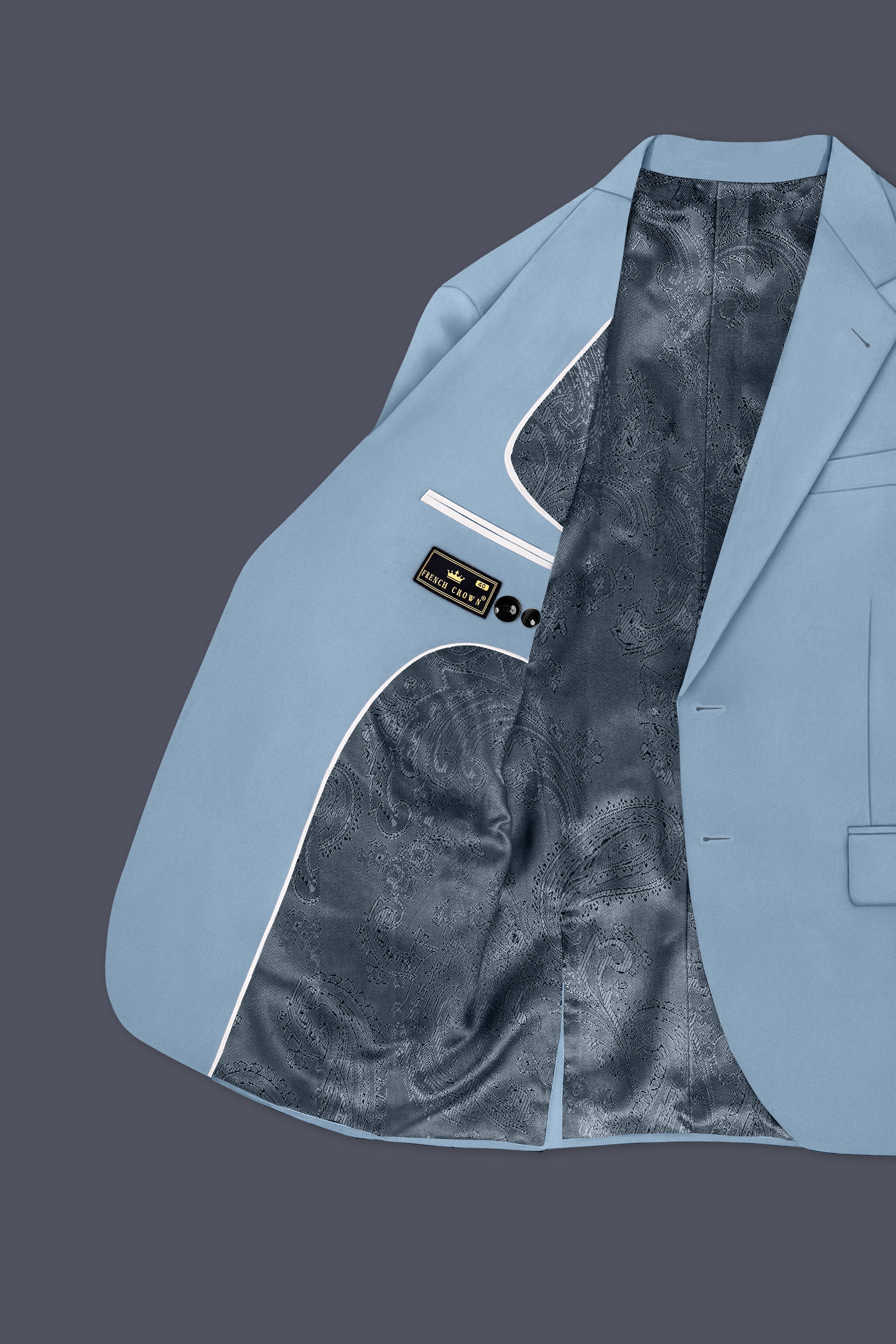 Velcian-Lynch Blue Slight Stretch Subtle Sheen Poly-Viscose Single Breasted Blazer