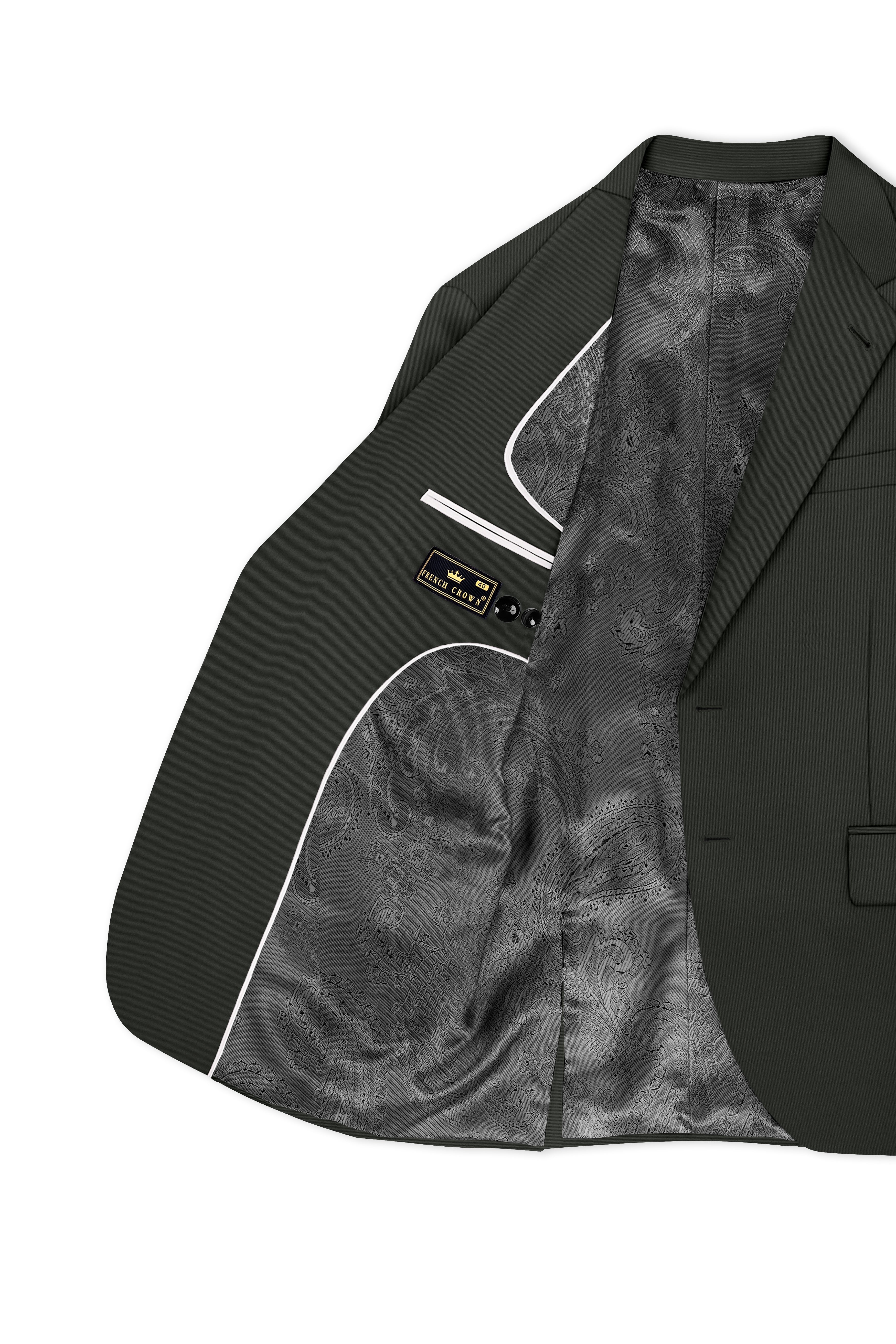 Emeron-Seaweed Green Slight Stretch Subtle Sheen Poly-Viscose Single Breasted Blazer