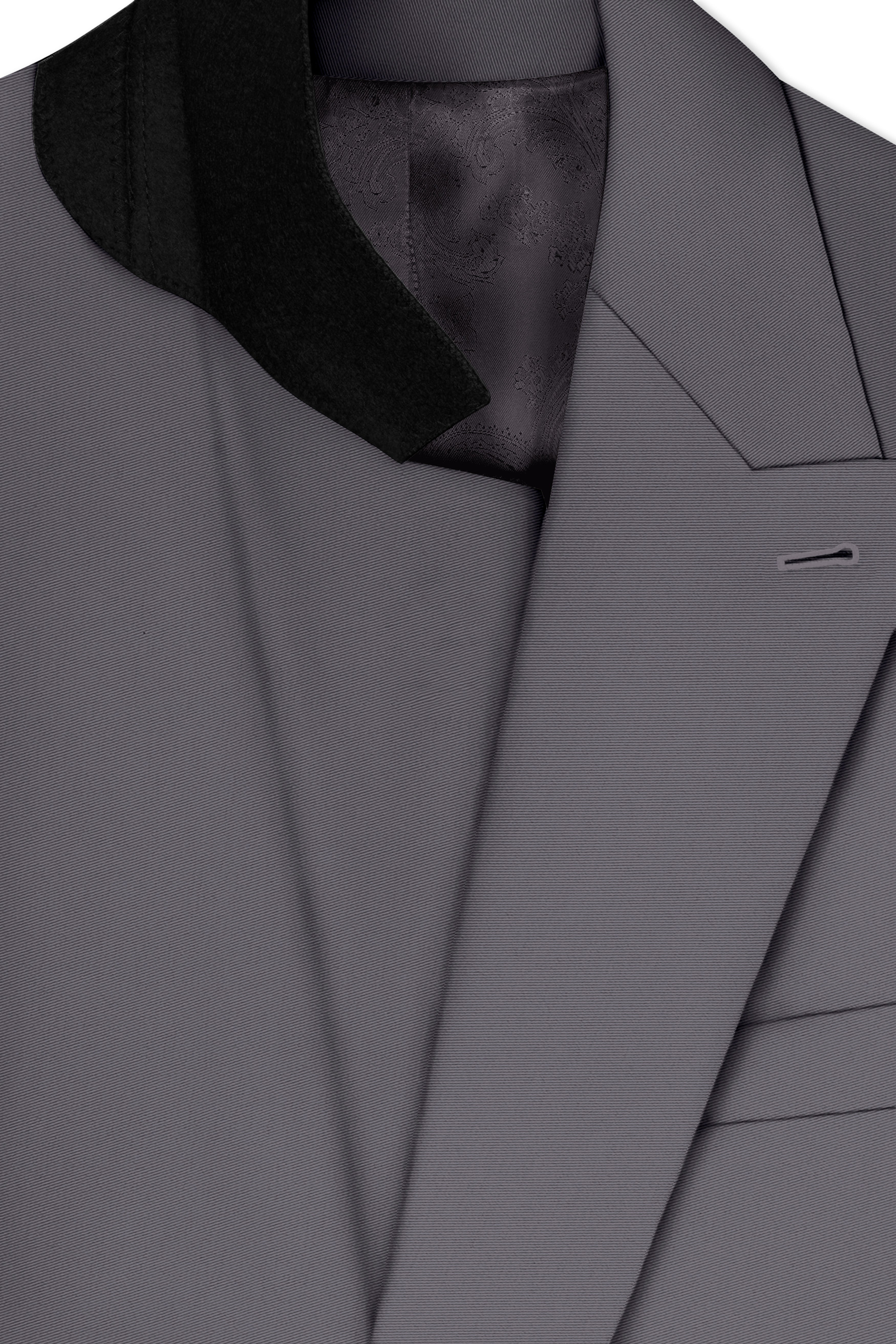 Veltrix-Fuscous Gray Slight Stretch Subtle Sheen Poly-Viscose Double Breasted Blazer
