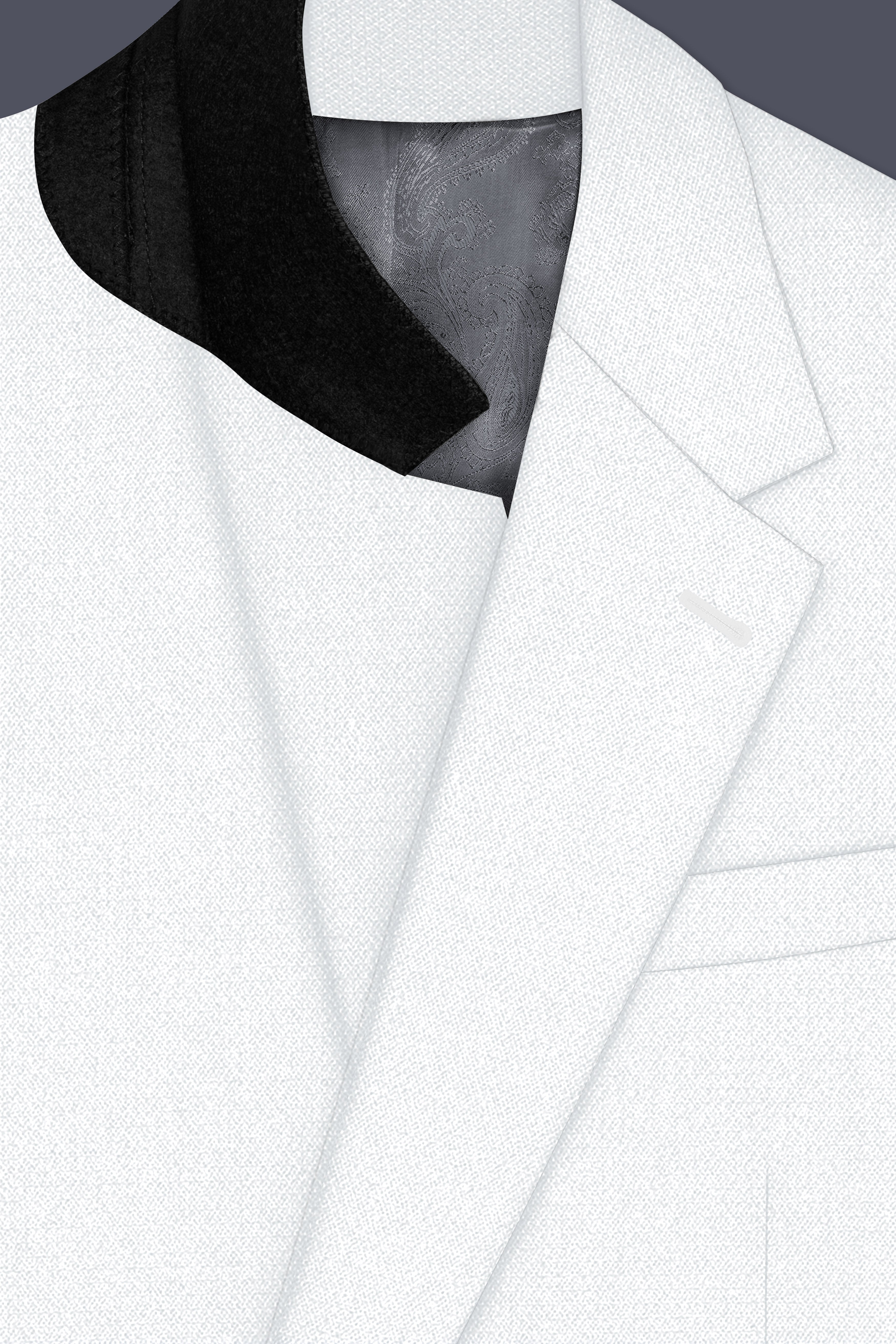 Sterling-Bright White Diamond Textured Wool Rich Slight Stretch Single Breasted Blazer