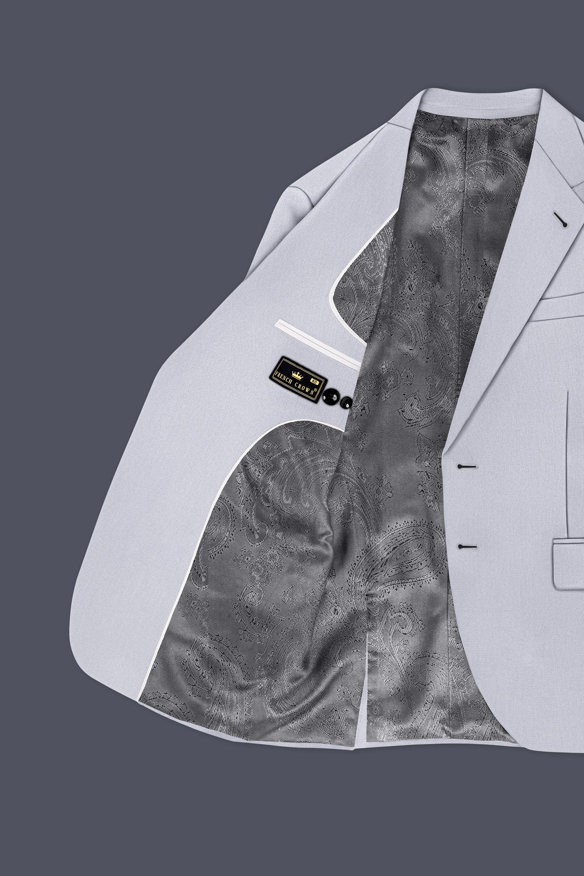 Mist-Spun Pearl Gray Diamond Textured Wool Rich Slight Stretch Single Breasted Blazer