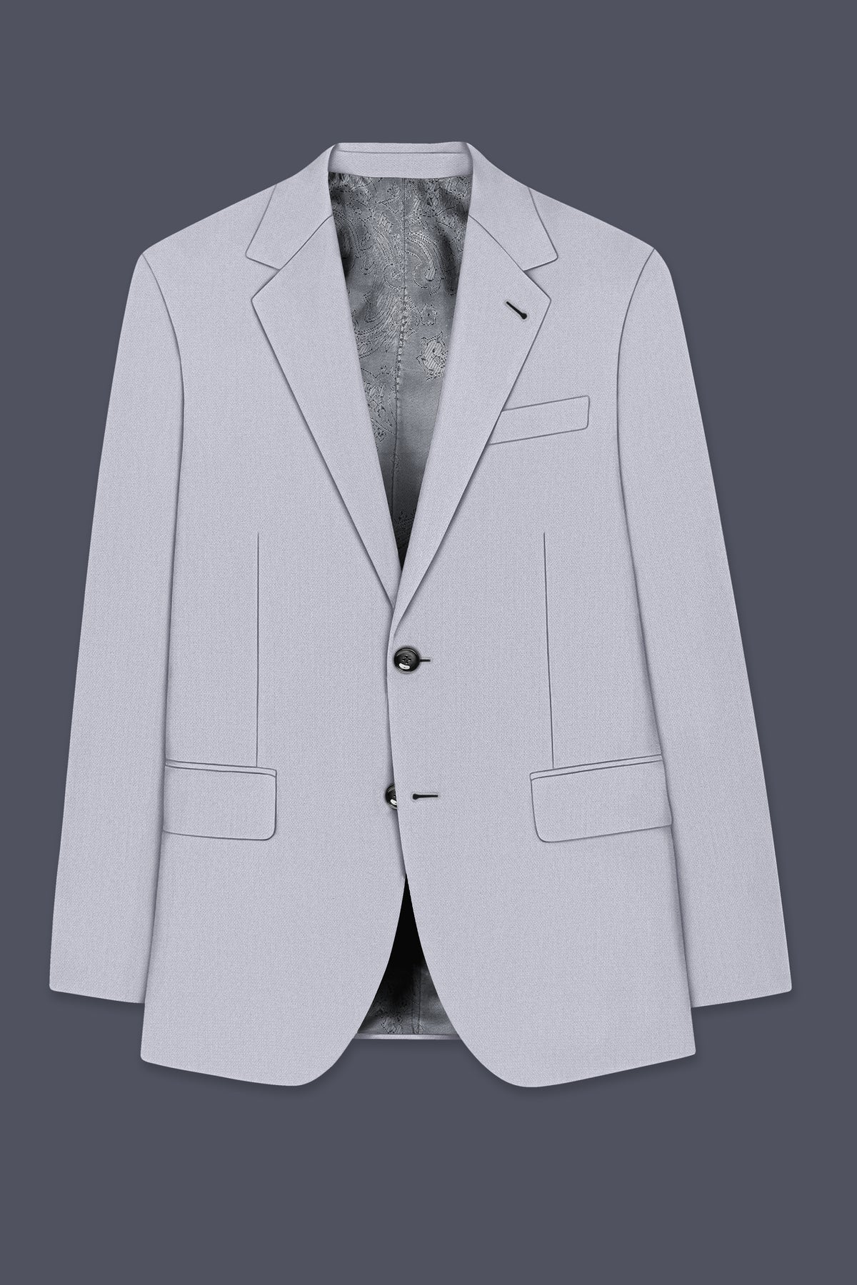 Mist-Spun Pearl Gray Diamond Textured Wool Rich Slight Stretch Single Breasted Blazer