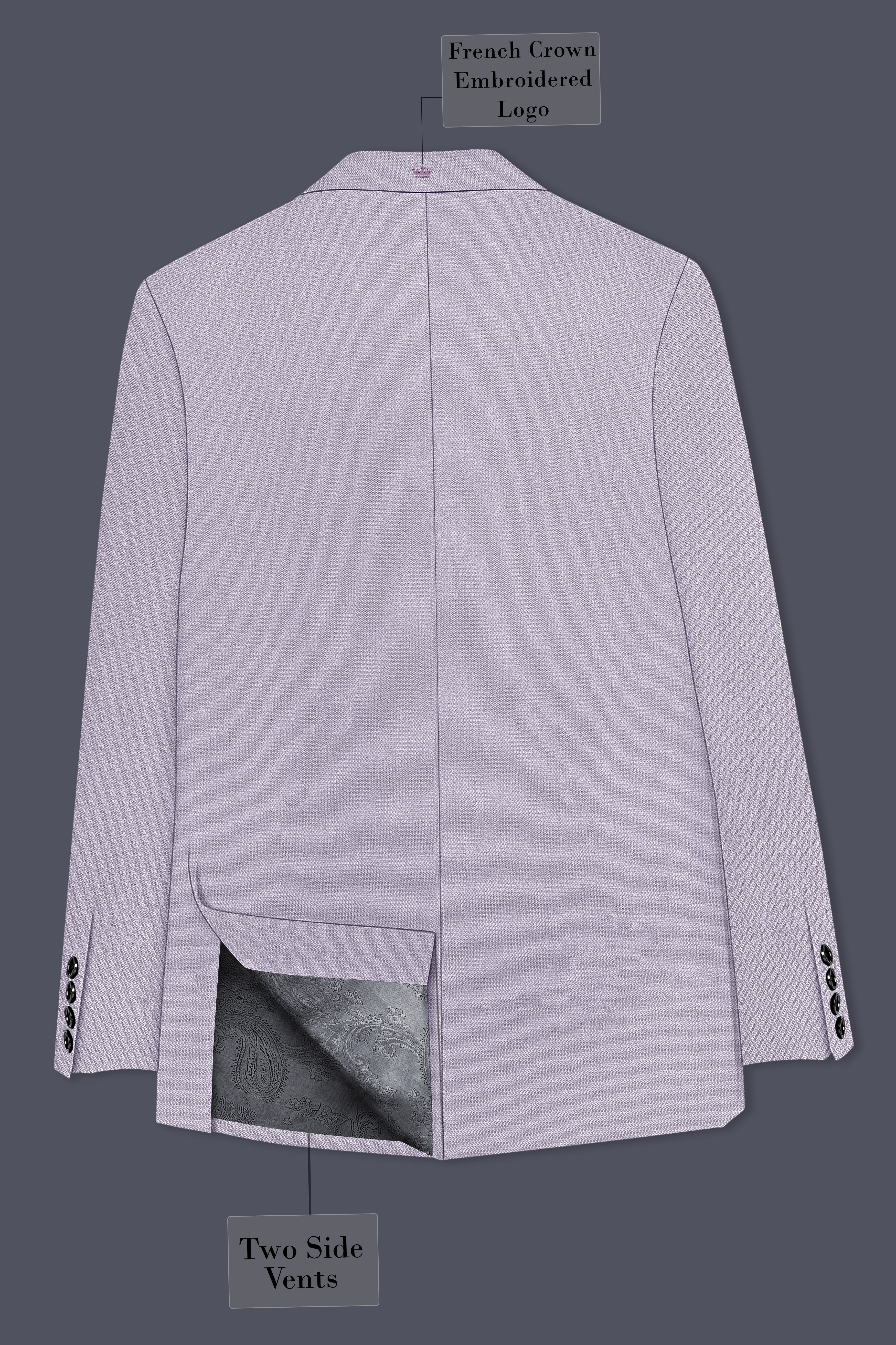 Mist-Spun Pearl Gray Diamond Textured Wool Rich Slight Stretch Single Breasted Blazer