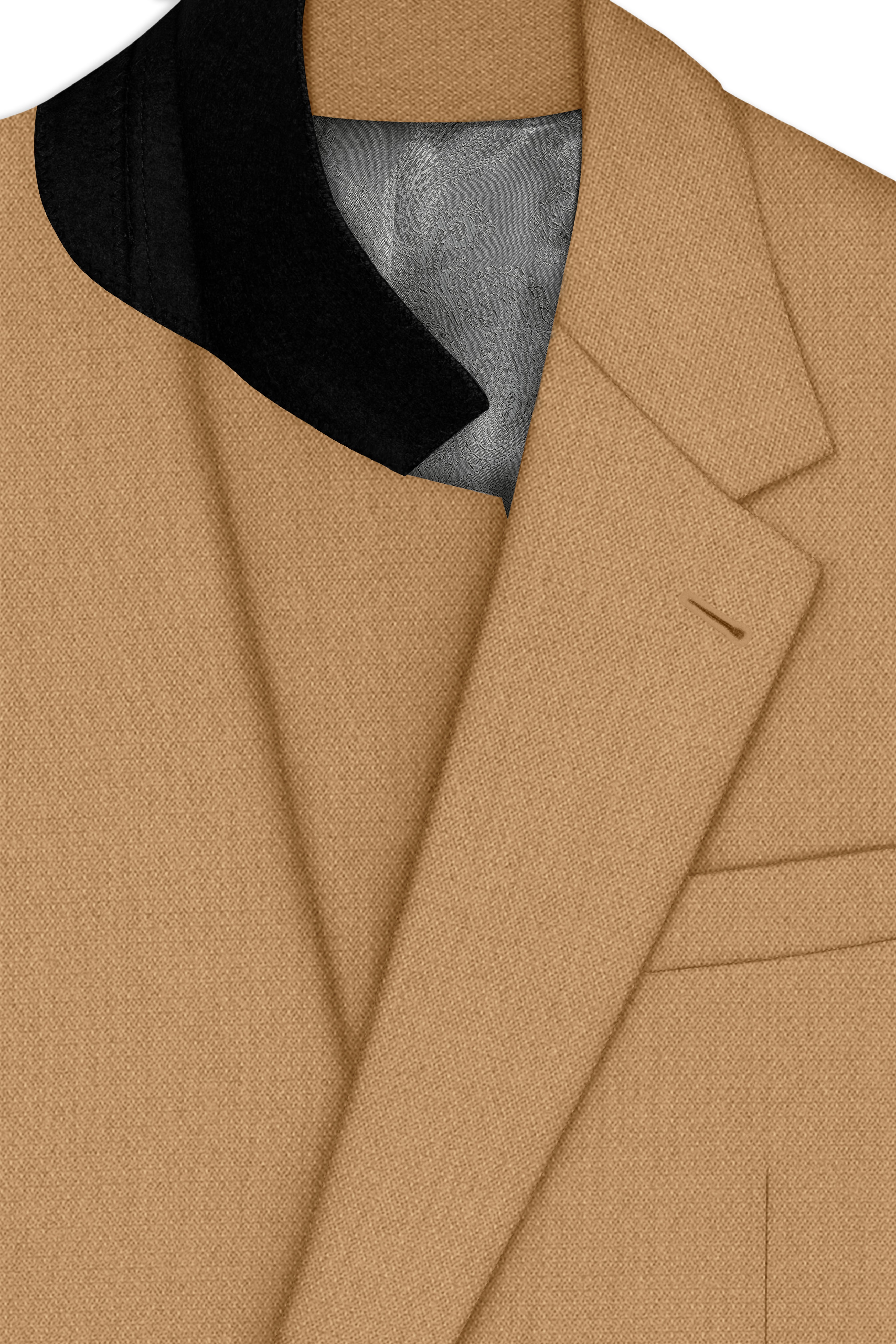 Sienna-Teak Brown Diamond Textured Wool Rich Slight Stretch Single Breasted Blazer