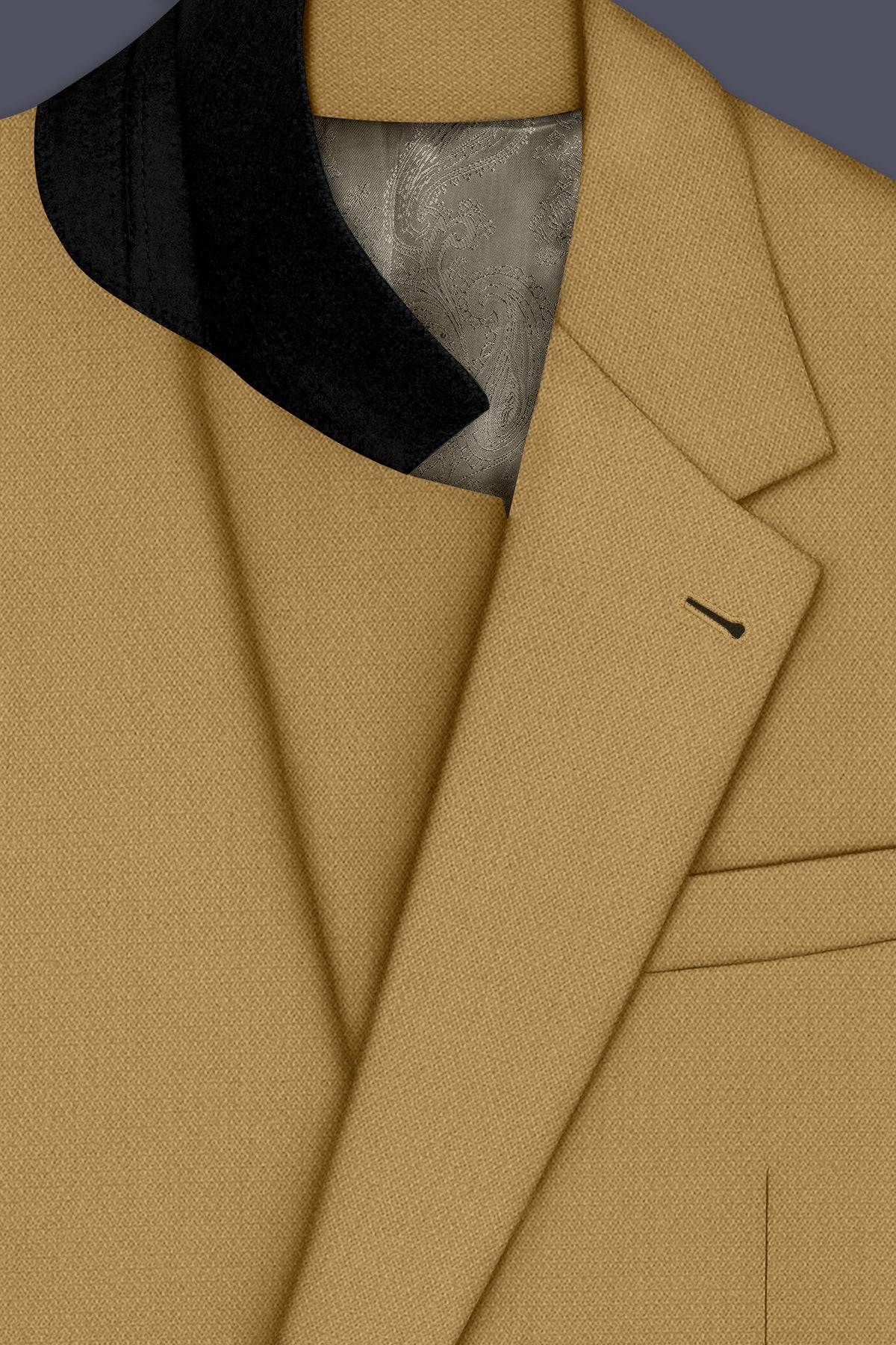Sienna-Teak Brown Diamond Textured Wool Rich Slight Stretch Single Breasted Blazer