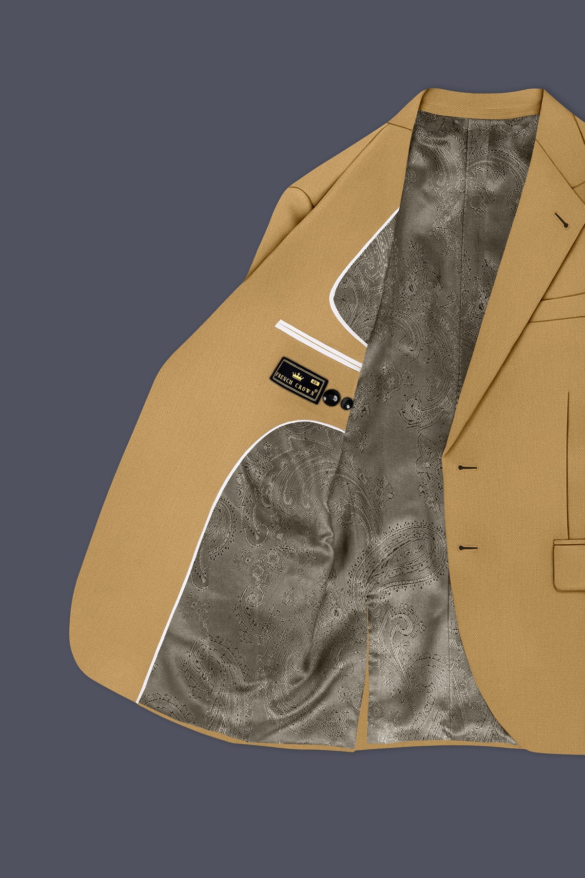 Sienna-Teak Brown Diamond Textured Wool Rich Slight Stretch Single Breasted Blazer