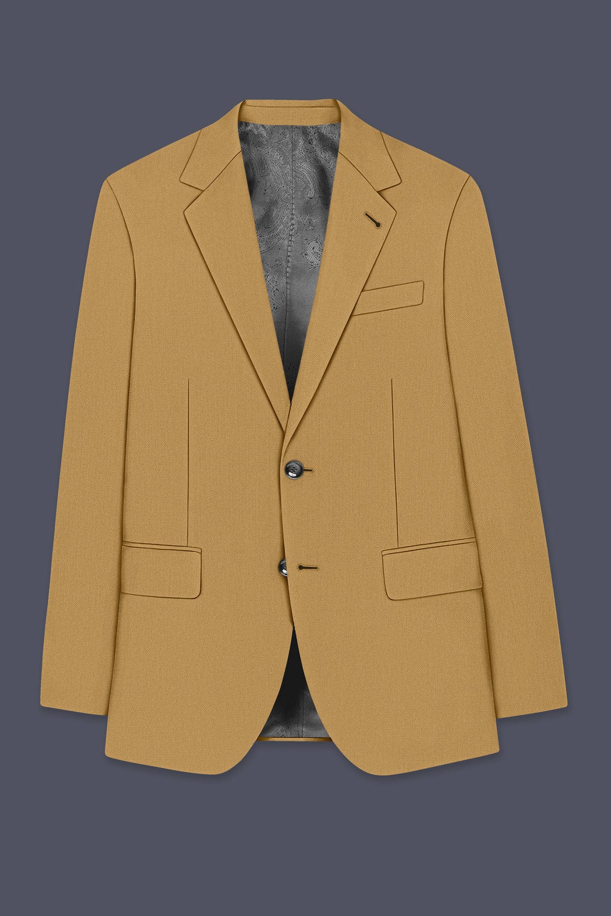 Sienna-Teak Brown Diamond Textured Wool Rich Slight Stretch Single Breasted Blazer