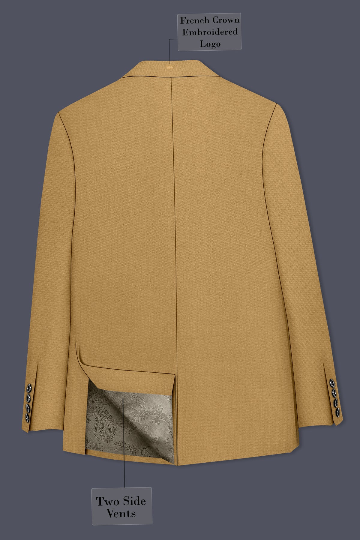 Sienna-Teak Brown Diamond Textured Wool Rich Slight Stretch Single Breasted Blazer