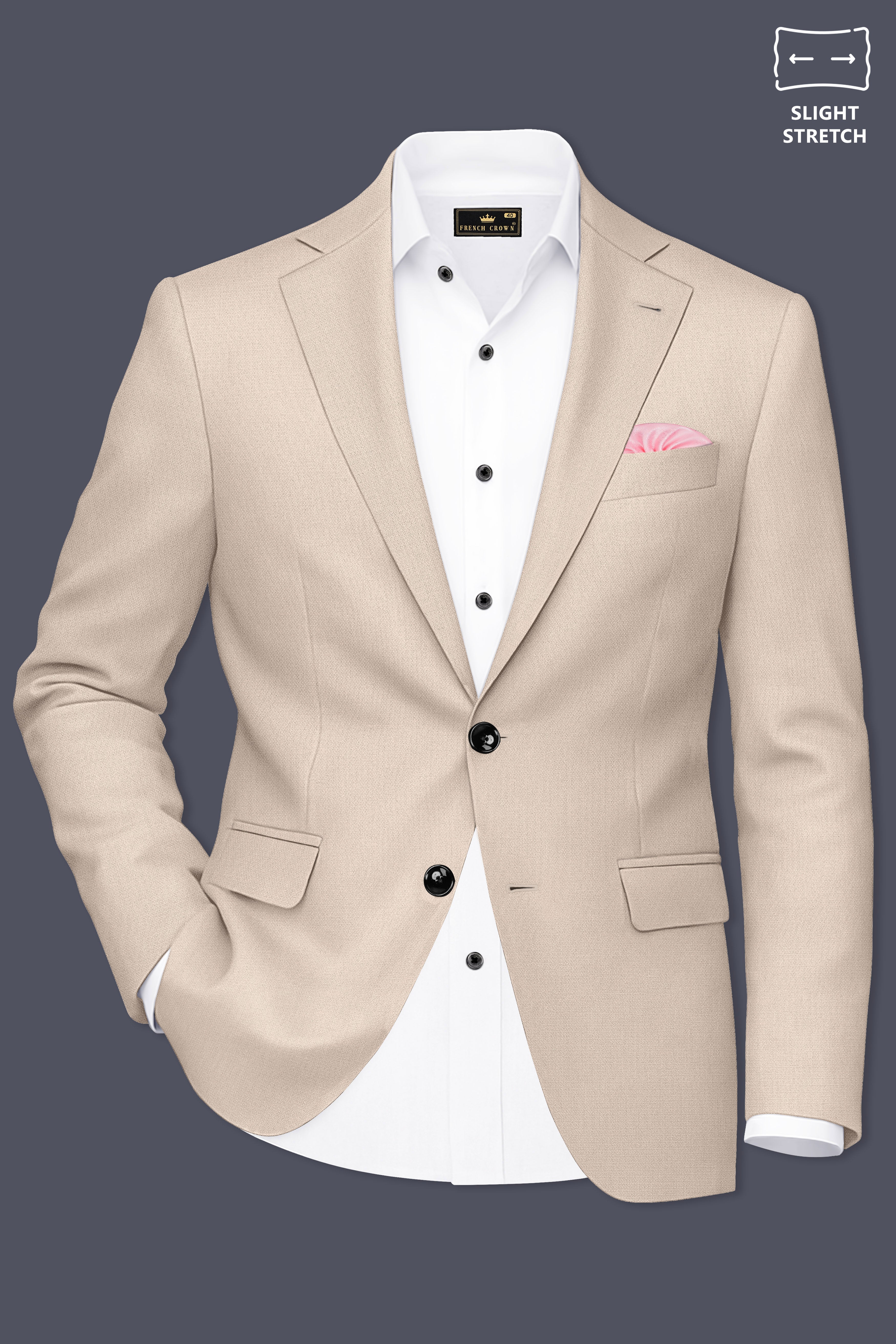 Dune-Foggy Cream Diamond Textured Wool Rich Slight Stretch Single Breasted Blazer