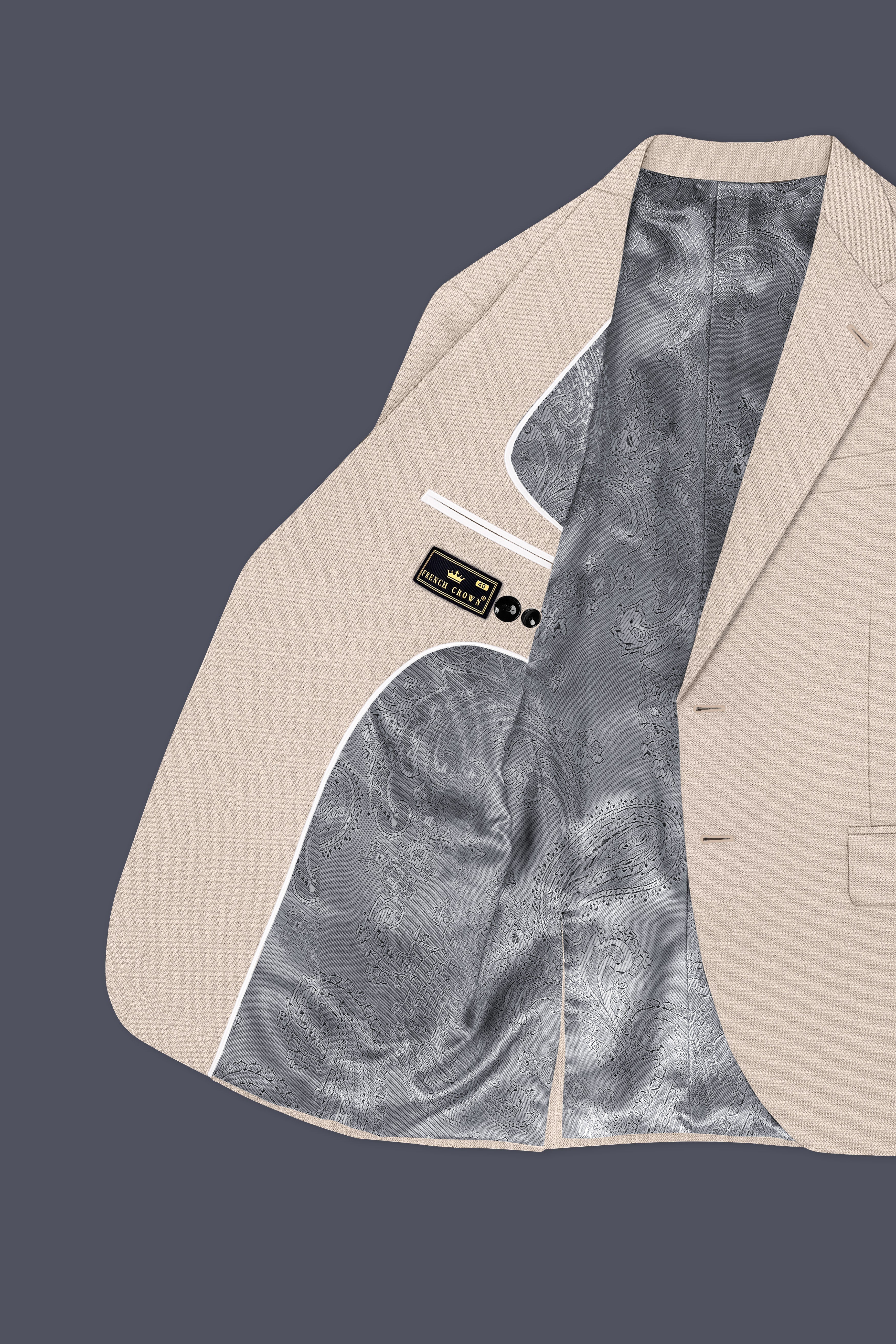 Dune-Foggy Cream Diamond Textured Wool Rich Slight Stretch Single Breasted Blazer