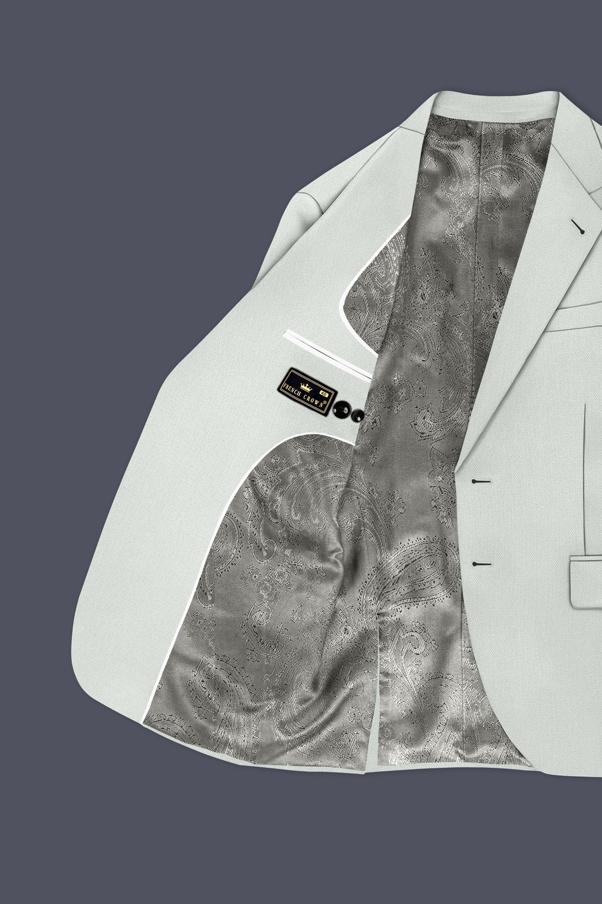 Regent-Noble Gray Diamond Textured Wool Rich Slight Stretch Single Breasted Blazer