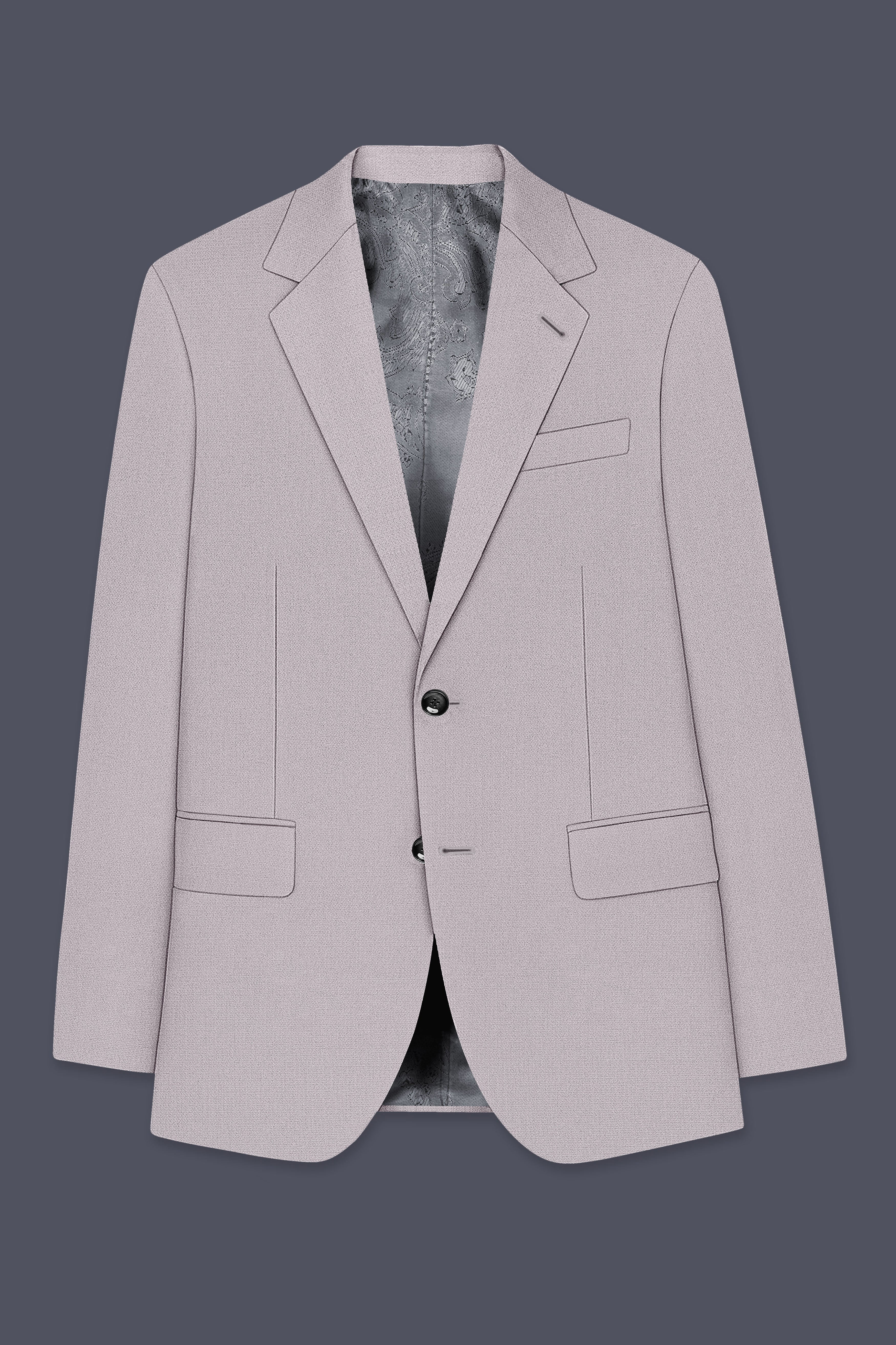 Regent-Noble Gray Diamond Textured Wool Rich Slight Stretch Single Breasted Blazer