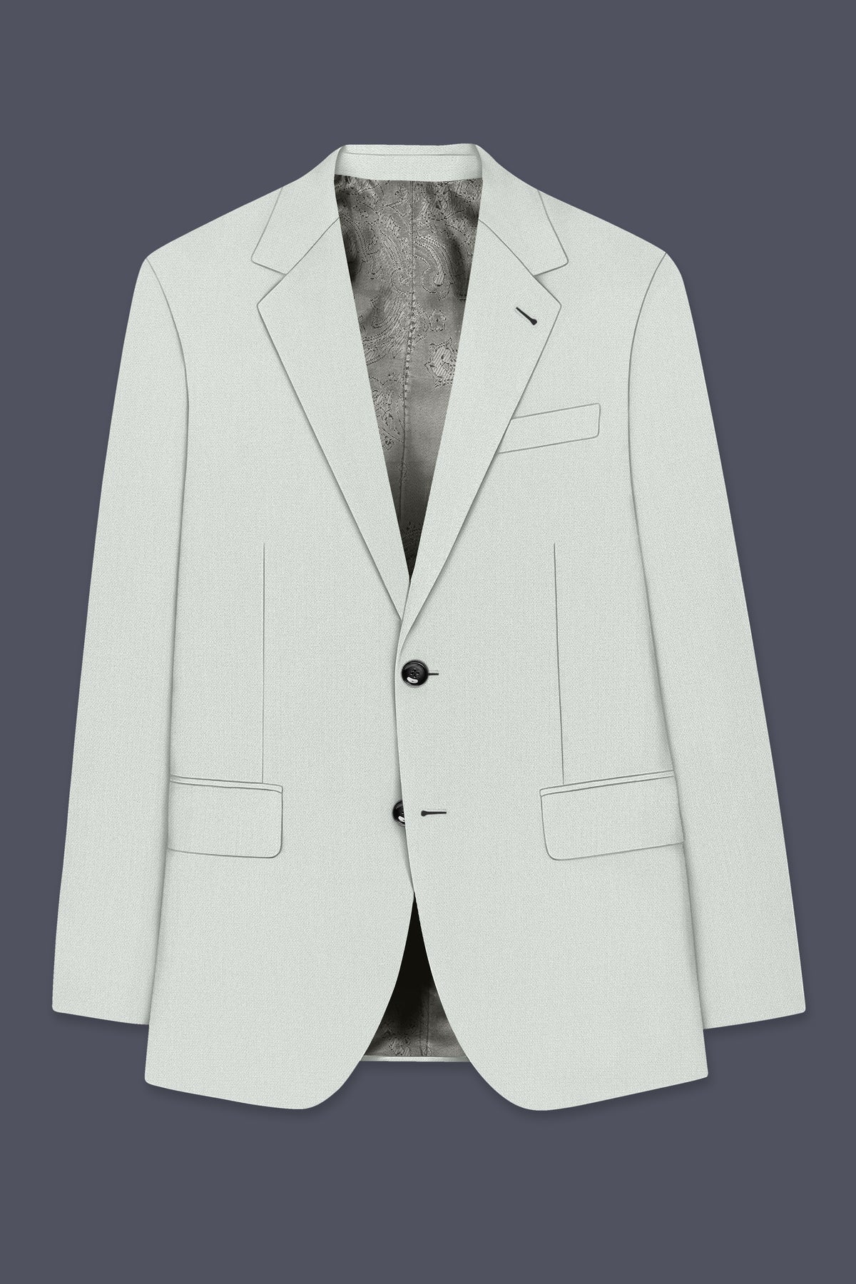 Regent-Noble Gray Diamond Textured Wool Rich Slight Stretch Single Breasted Blazer
