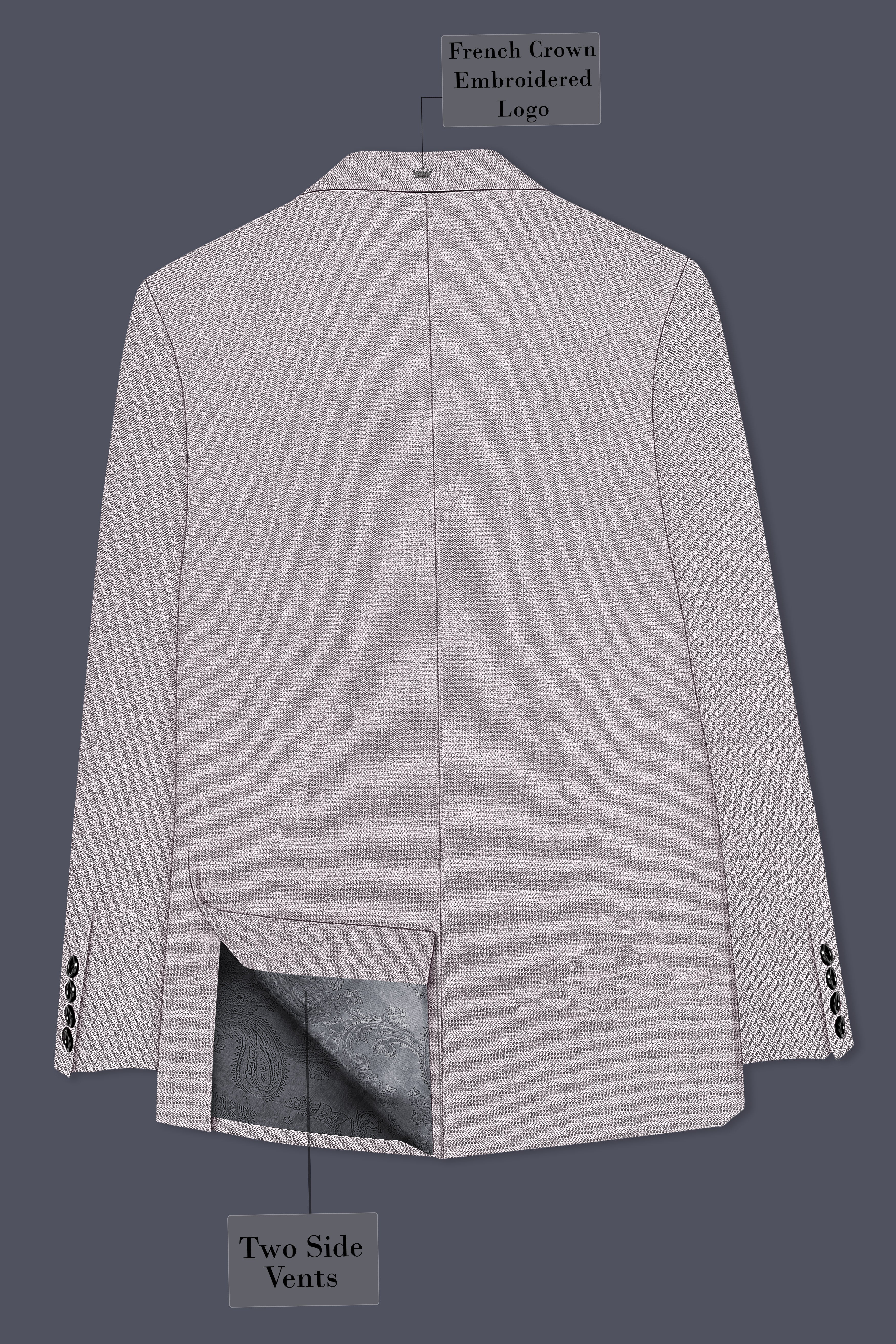 Regent-Noble Gray Diamond Textured Wool Rich Slight Stretch Single Breasted Blazer