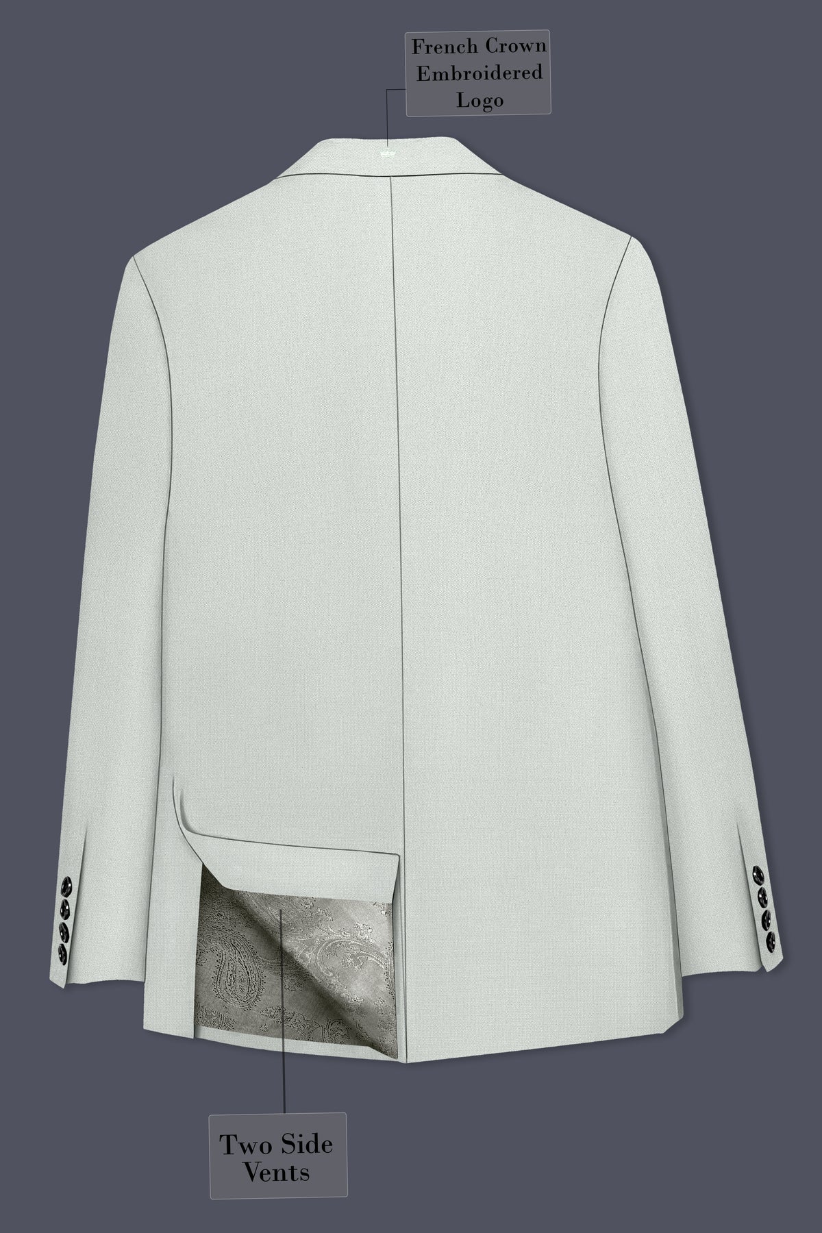 Regent-Noble Gray Diamond Textured Wool Rich Slight Stretch Single Breasted Blazer