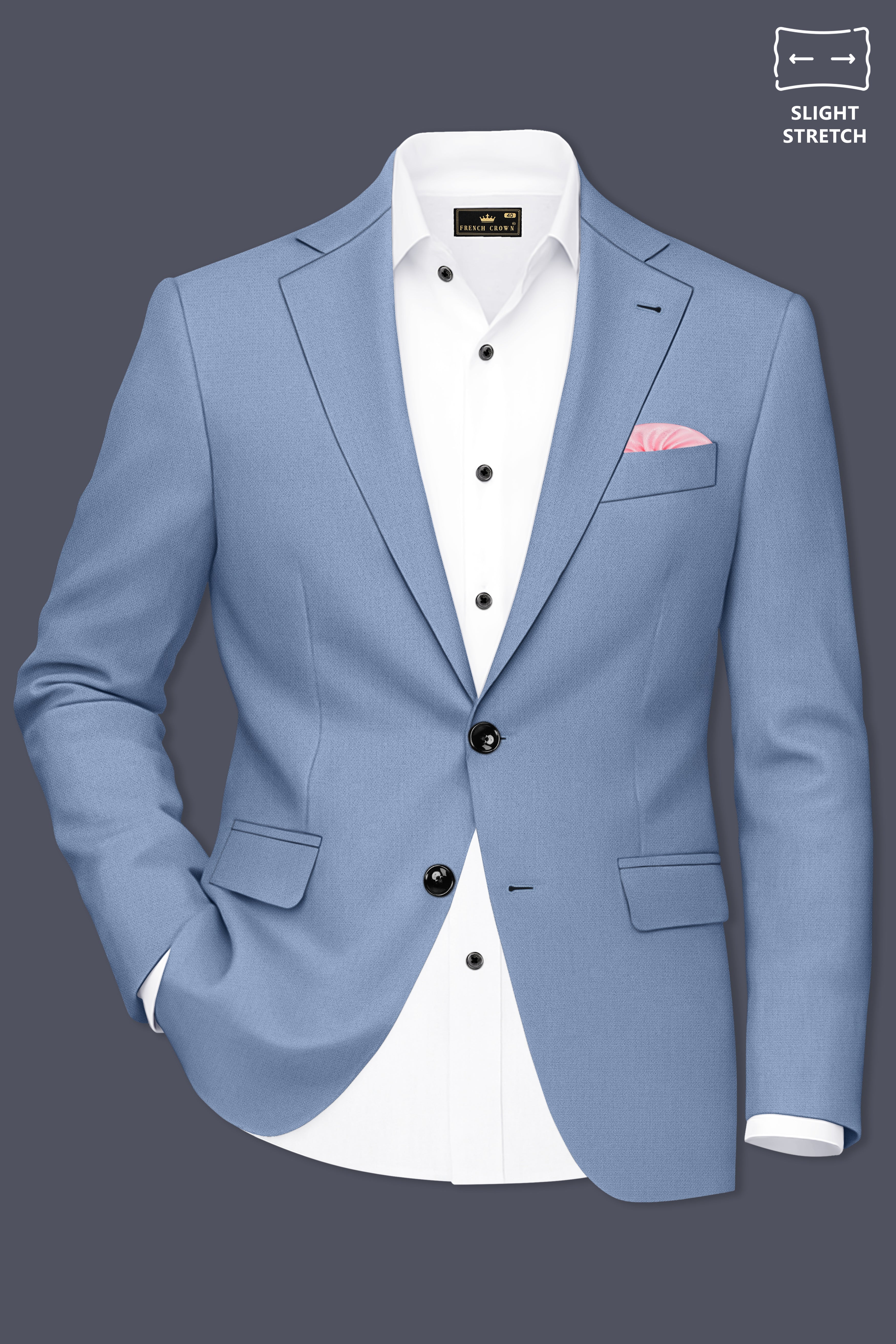 Harbor-Waterloo Blue Diamond Textured Wool Rich Slight Stretch Single Breasted Blazer