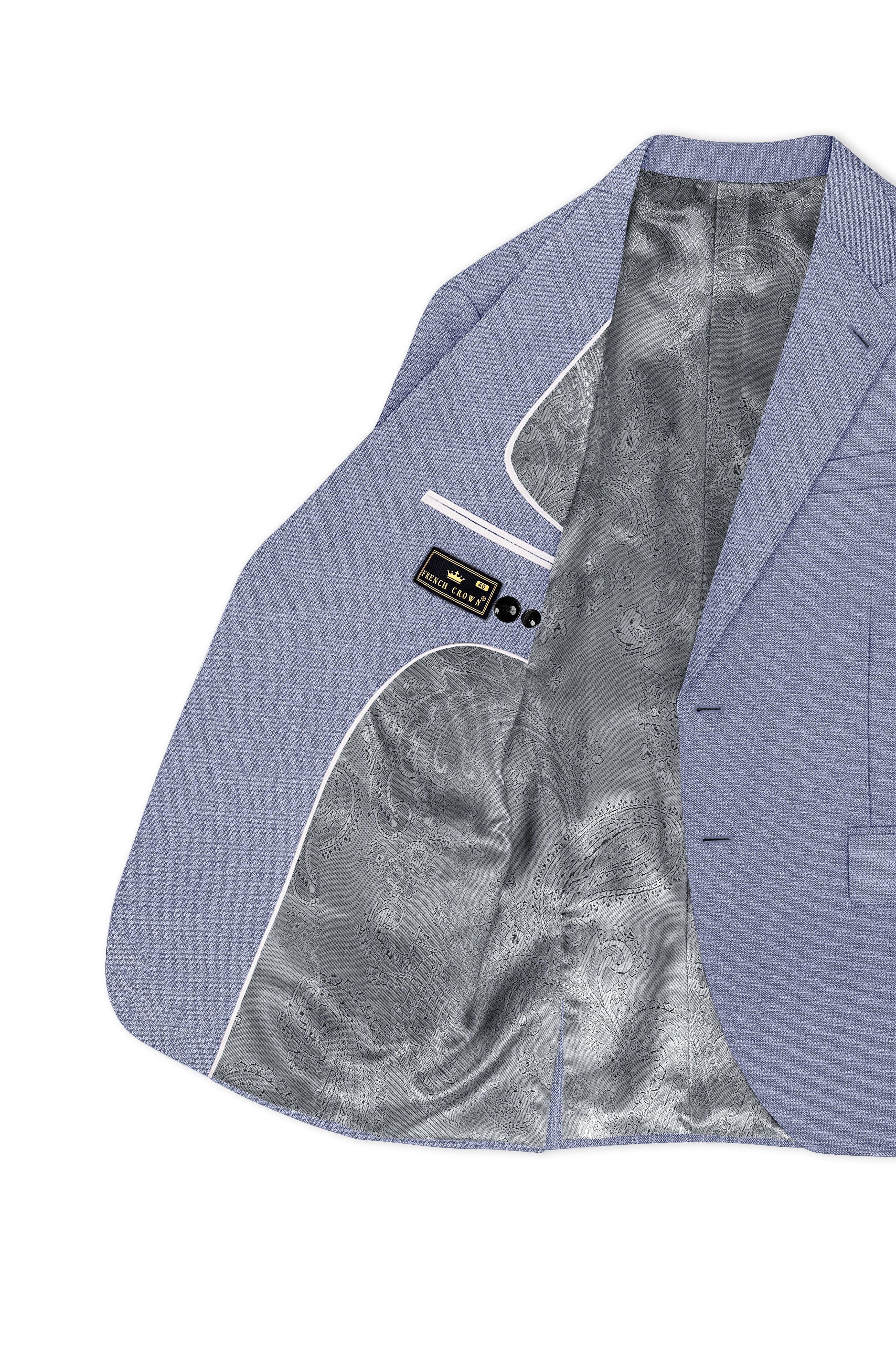 Harbor-Waterloo Blue Diamond Textured Wool Rich Slight Stretch Single Breasted Blazer