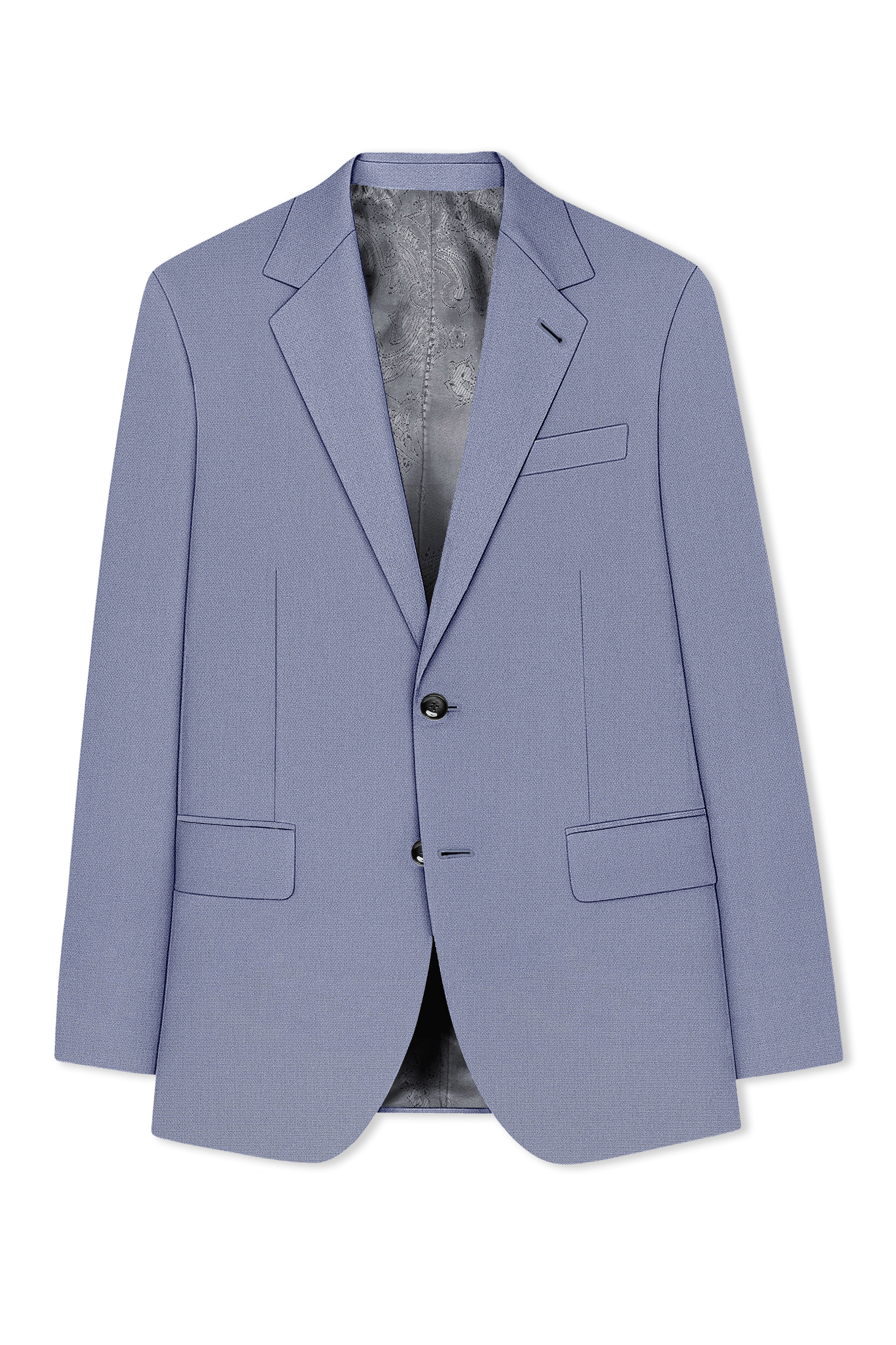 Harbor-Waterloo Blue Diamond Textured Wool Rich Slight Stretch Single Breasted Blazer